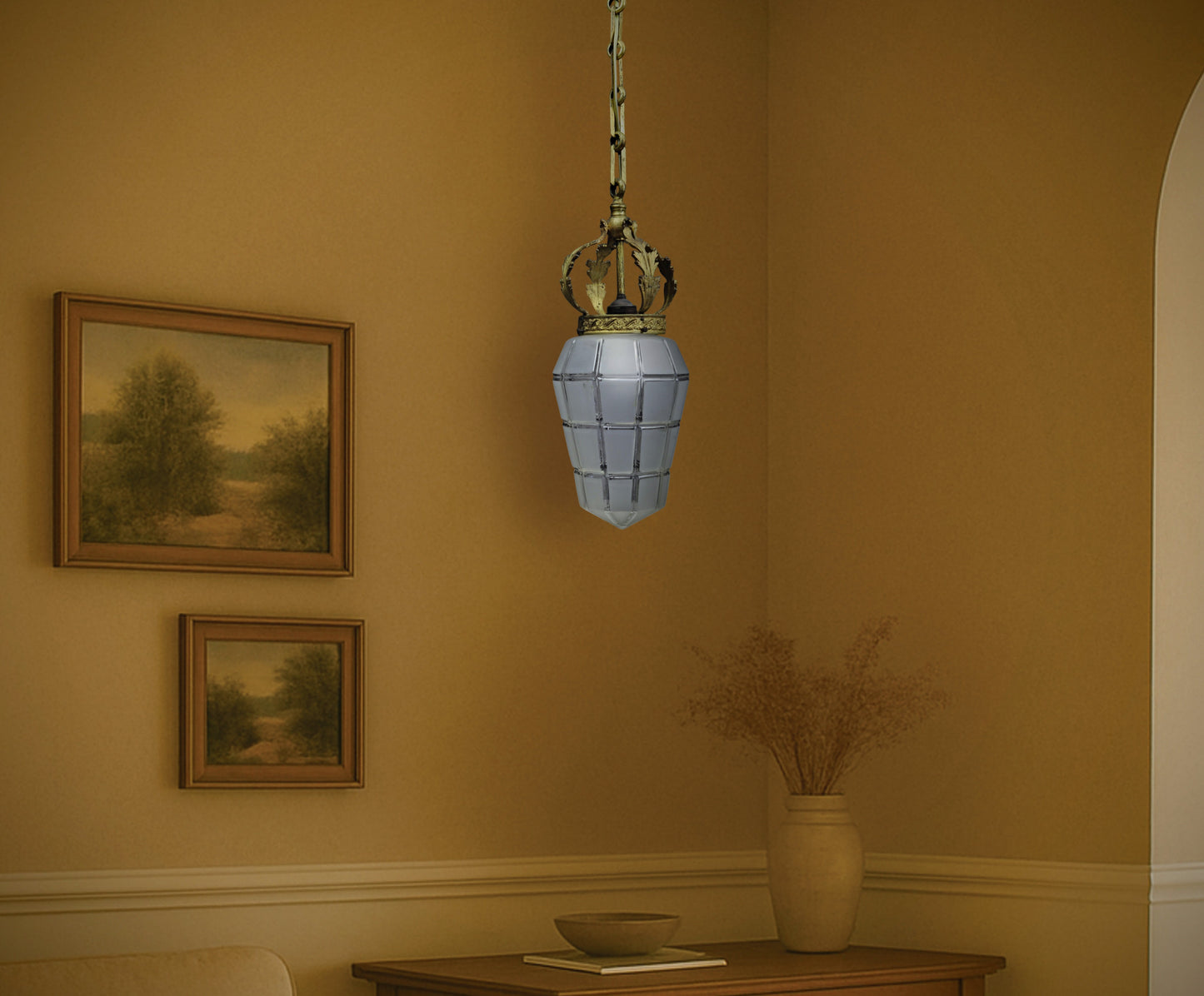 Antique Brass Pendant Light | Lighting Fixture for Modern or Vintage Home Decor