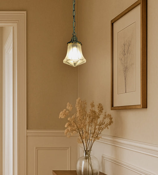 Antique glass Pendant Light| Entryway Lighting Fixture| Brass Pendant Light- Vintage Home Decor