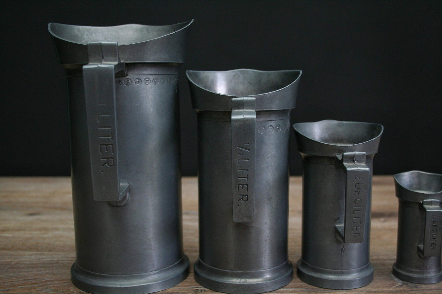 Antique Pewter Tankards-Kitchen Decor-Unique Gift Ideas-Tin Pitchers-Pewter Measuring Cups-Antique Tankards-Measuring Cup Set-Unique Gifts