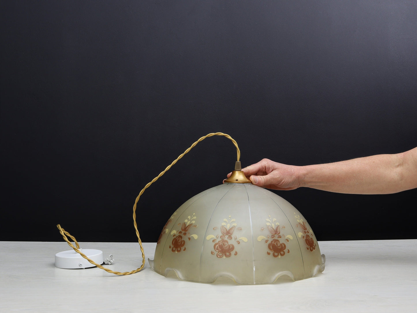 Vintage Glass Pendant Light | Vintage Lighting Fixture | Vintage Home Decor