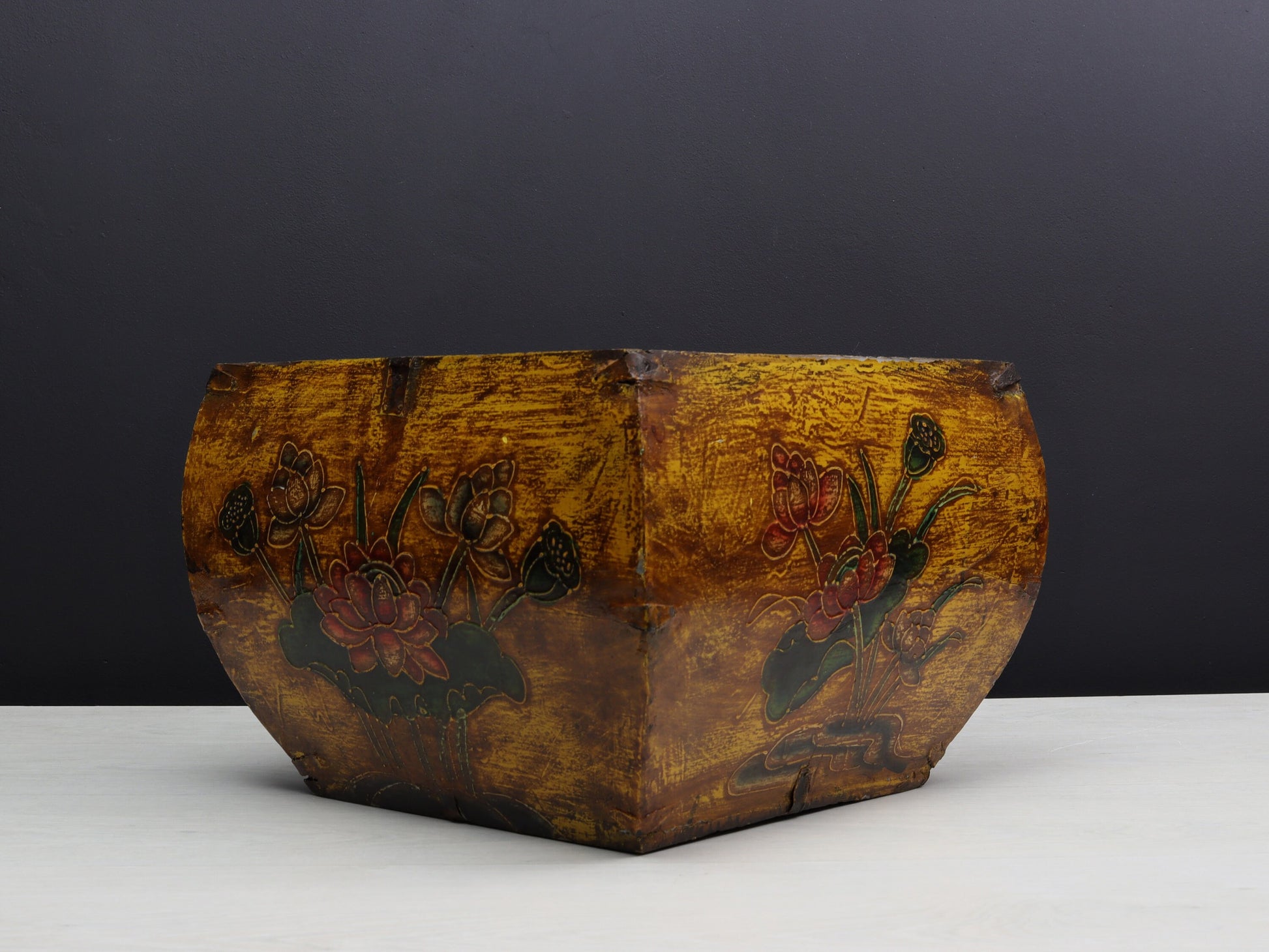 Chinese Antique Rice Bucket | Blanket Basket or Towel Basket | Vintage Home Decor