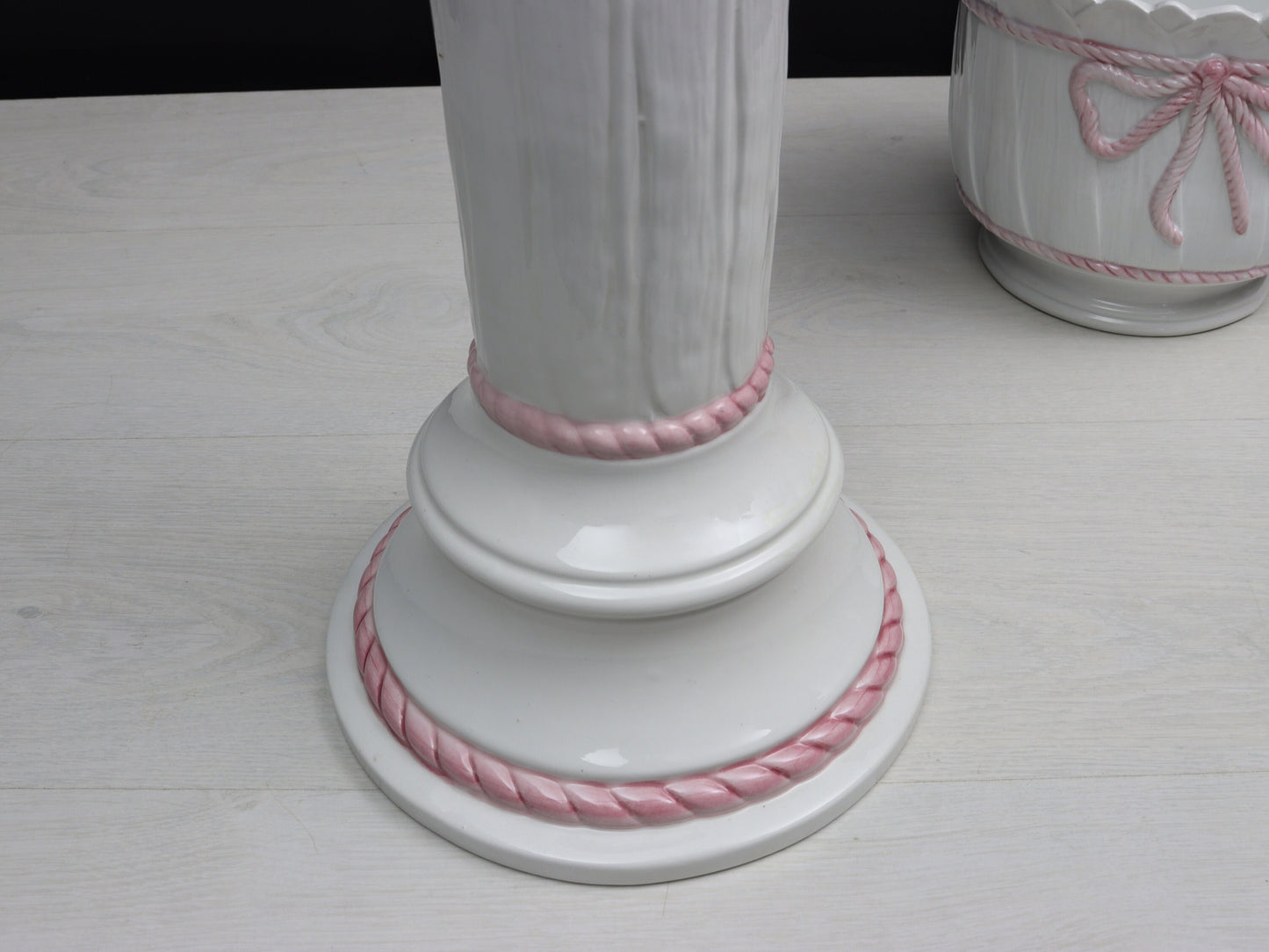 Pedestal Plant Stand with Ceramic Plant Pot | Tall Indoor Plant Stand-Vintage Home Decor