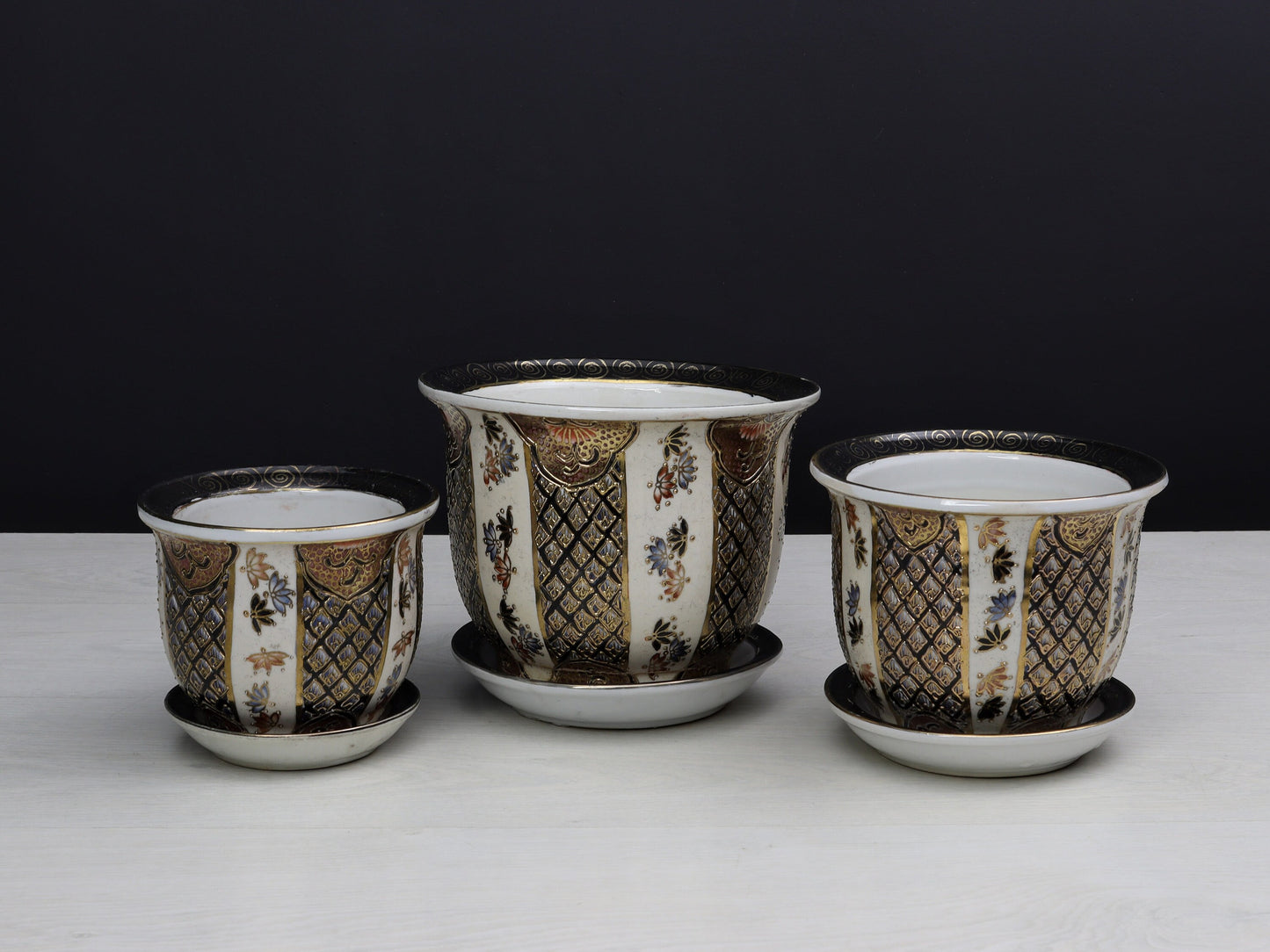 Hand Painted-Vintage Chinese Plant Holders | Decorative Planters-Vintage Home Decor