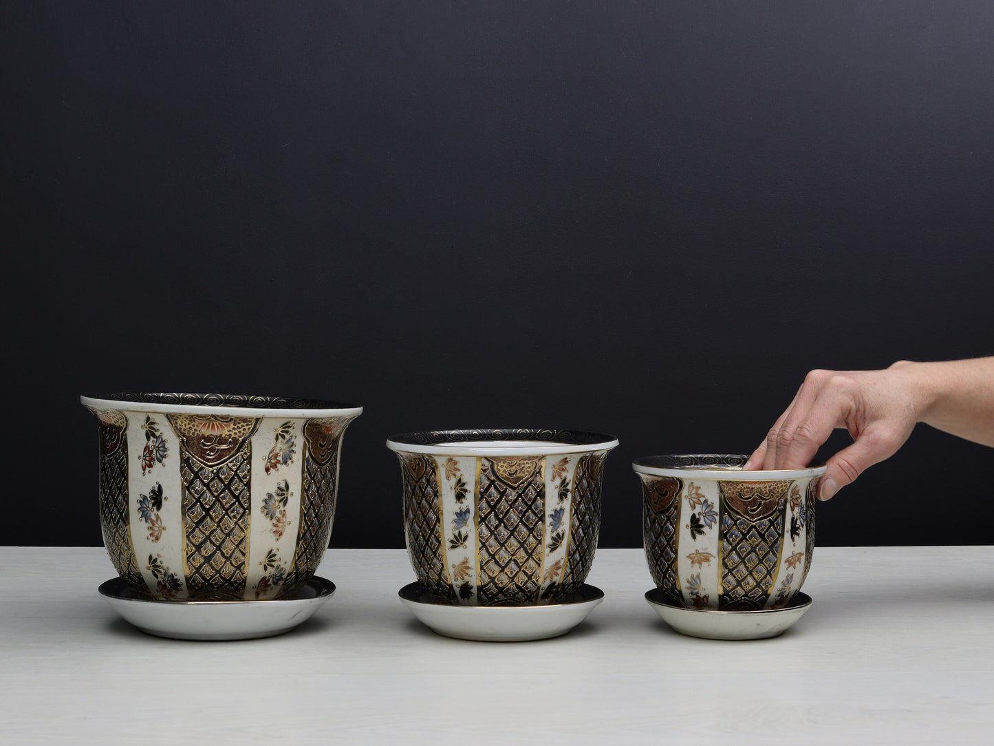 Hand Painted-Vintage Chinese Plant Holders | Decorative Planters-Vintage Home Decor