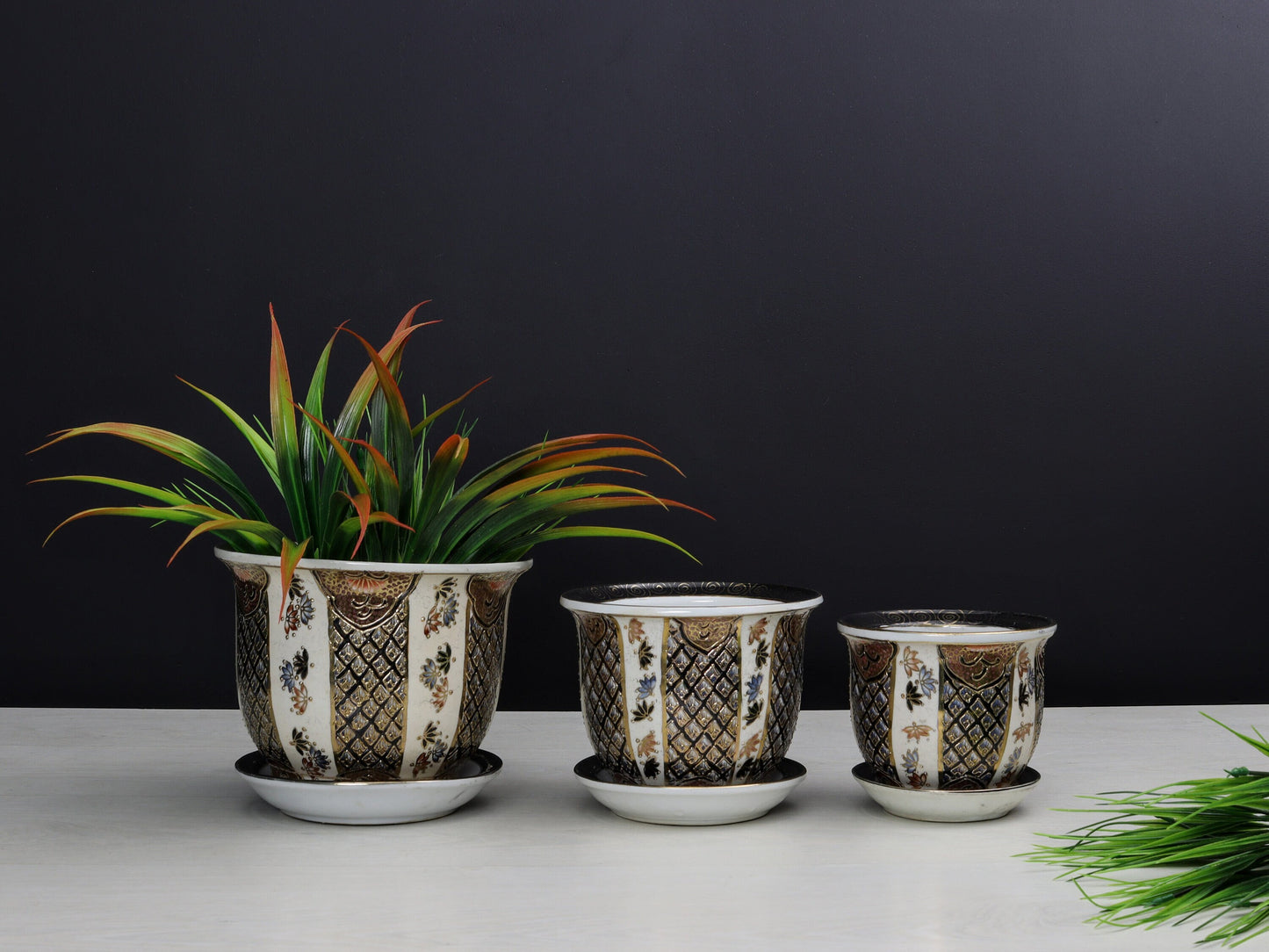 Hand Painted-Vintage Chinese Plant Holders | Decorative Planters-Vintage Home Decor