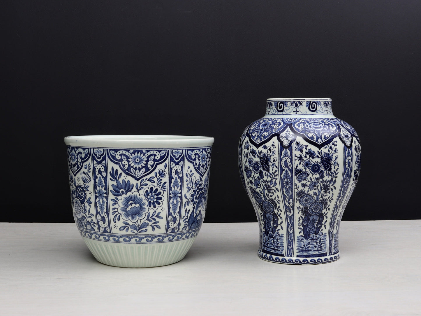 Delft Blue and White Vase & Plant Holder | Delftware Decorative Vase-Planter | Vintage Home Decor
