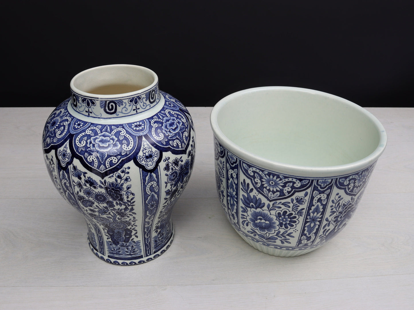 Delft Blue and White Vase & Plant Holder | Delftware Decorative Vase-Planter | Vintage Home Decor