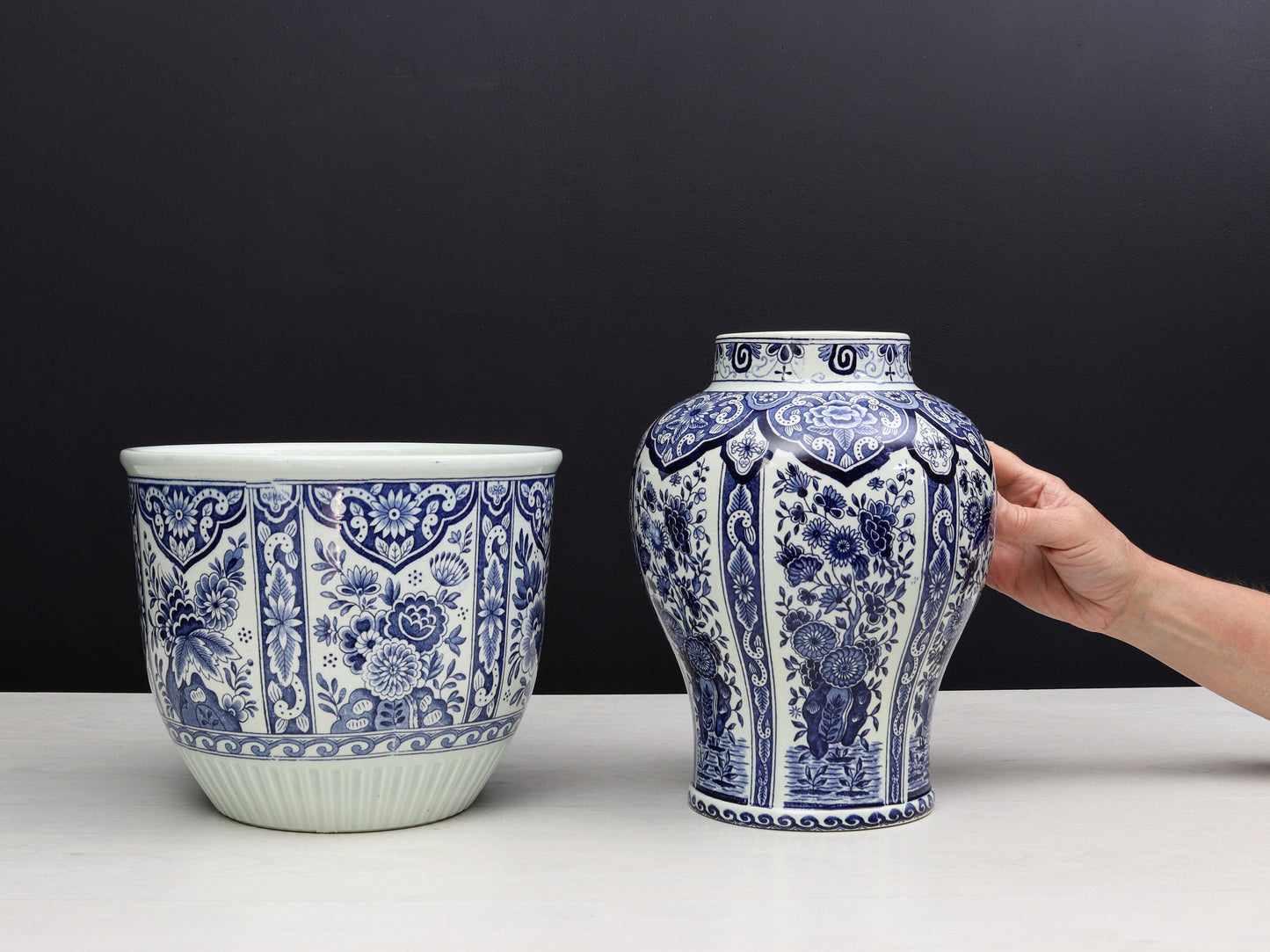 Delft Blue and White Vase & Plant Holder | Delftware Decorative Vase-Planter | Vintage Home Decor
