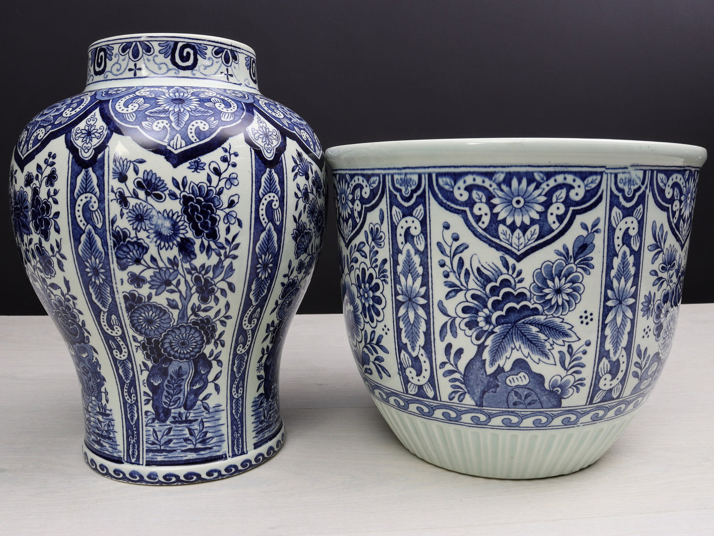 Delft Blue and White Vase & Plant Holder | Delftware Decorative Vase-Planter | Vintage Home Decor