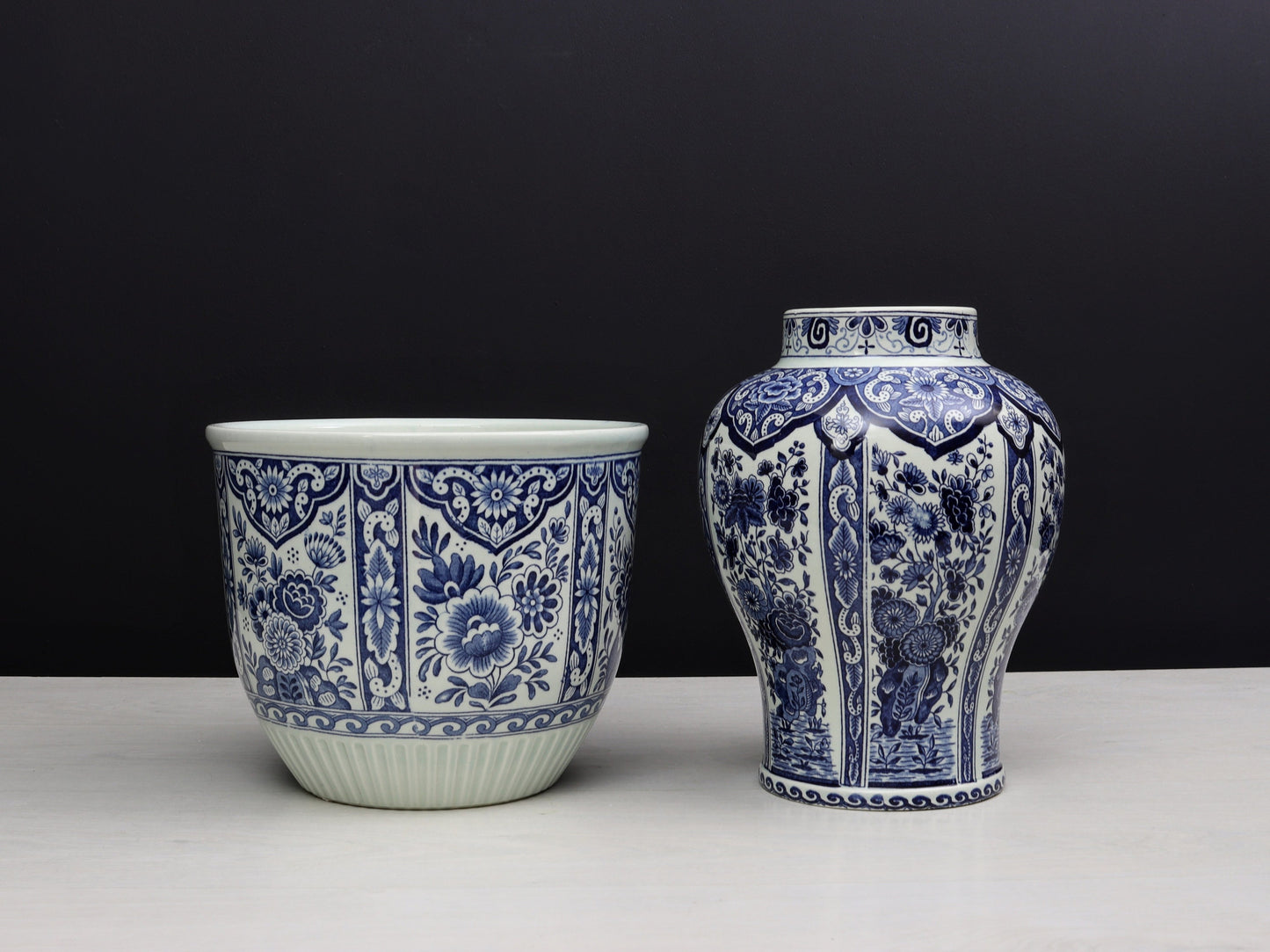 Delft Blue and White Vase & Plant Holder | Delftware Decorative Vase-Planter | Vintage Home Decor