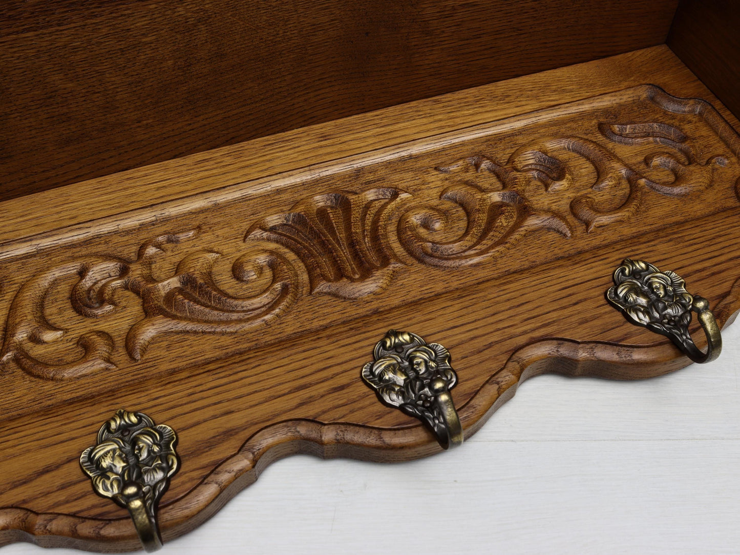 Wall Mount Coat Rack With Shelf | Entryway Coat Rack-Vintage Home Decor | Vintage Wood Coat Rack