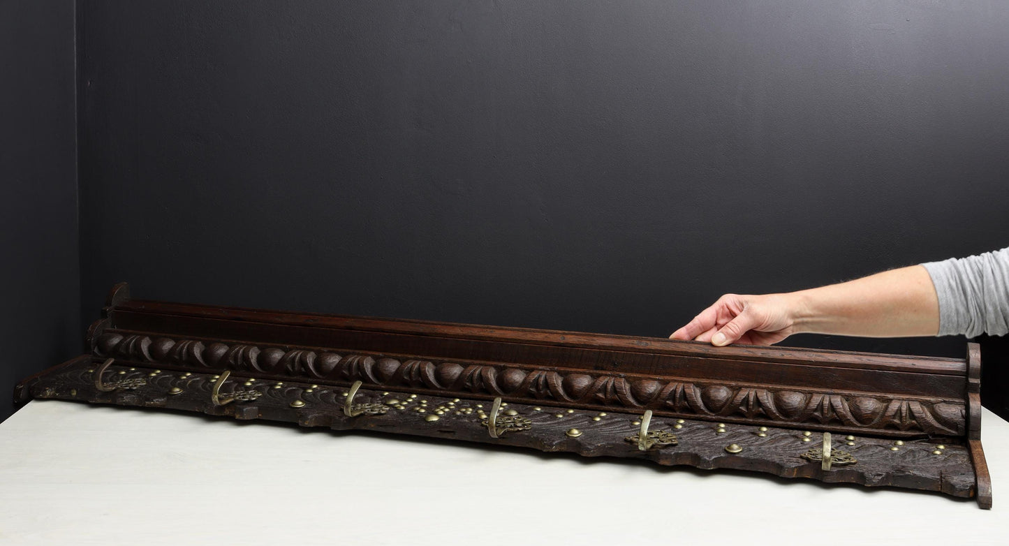 Antique Wall Mounted Coat Rack | Entryway Coat Rack with shelf | Vintage Home Decor