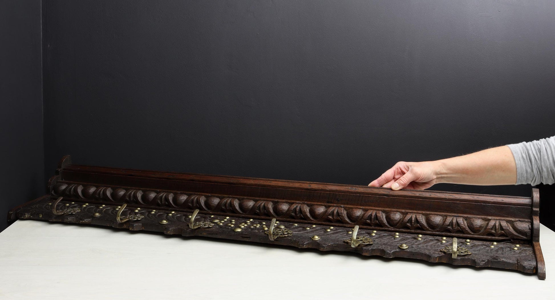 Antique Wall Mounted Coat Rack | Entryway Coat Rack with shelf | Vintage Home Decor