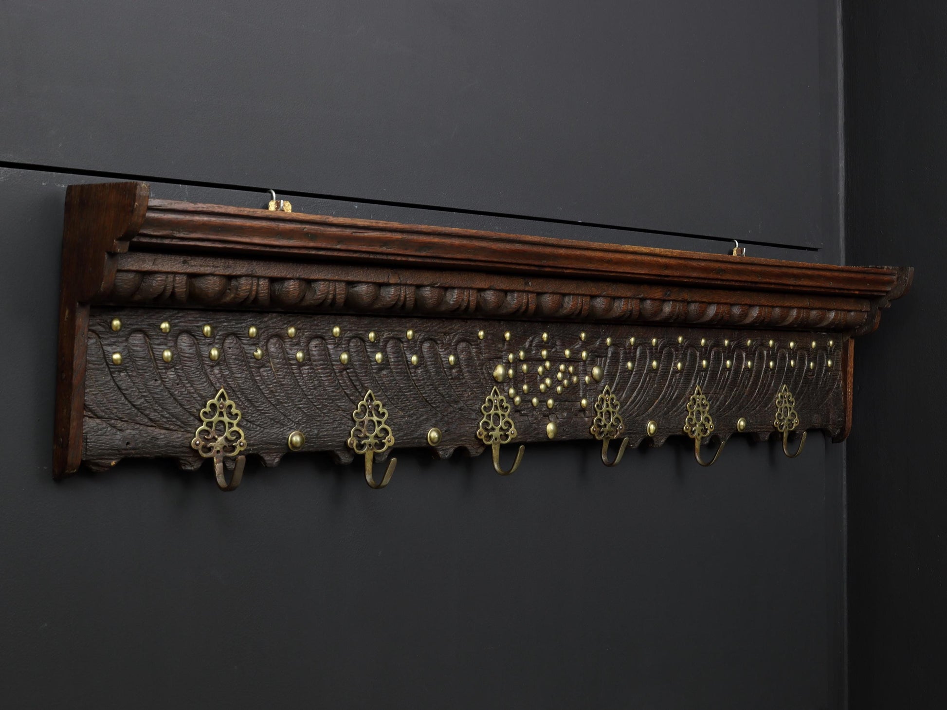 Antique Wall Mounted Coat Rack | Entryway Coat Rack with shelf | Vintage Home Decor