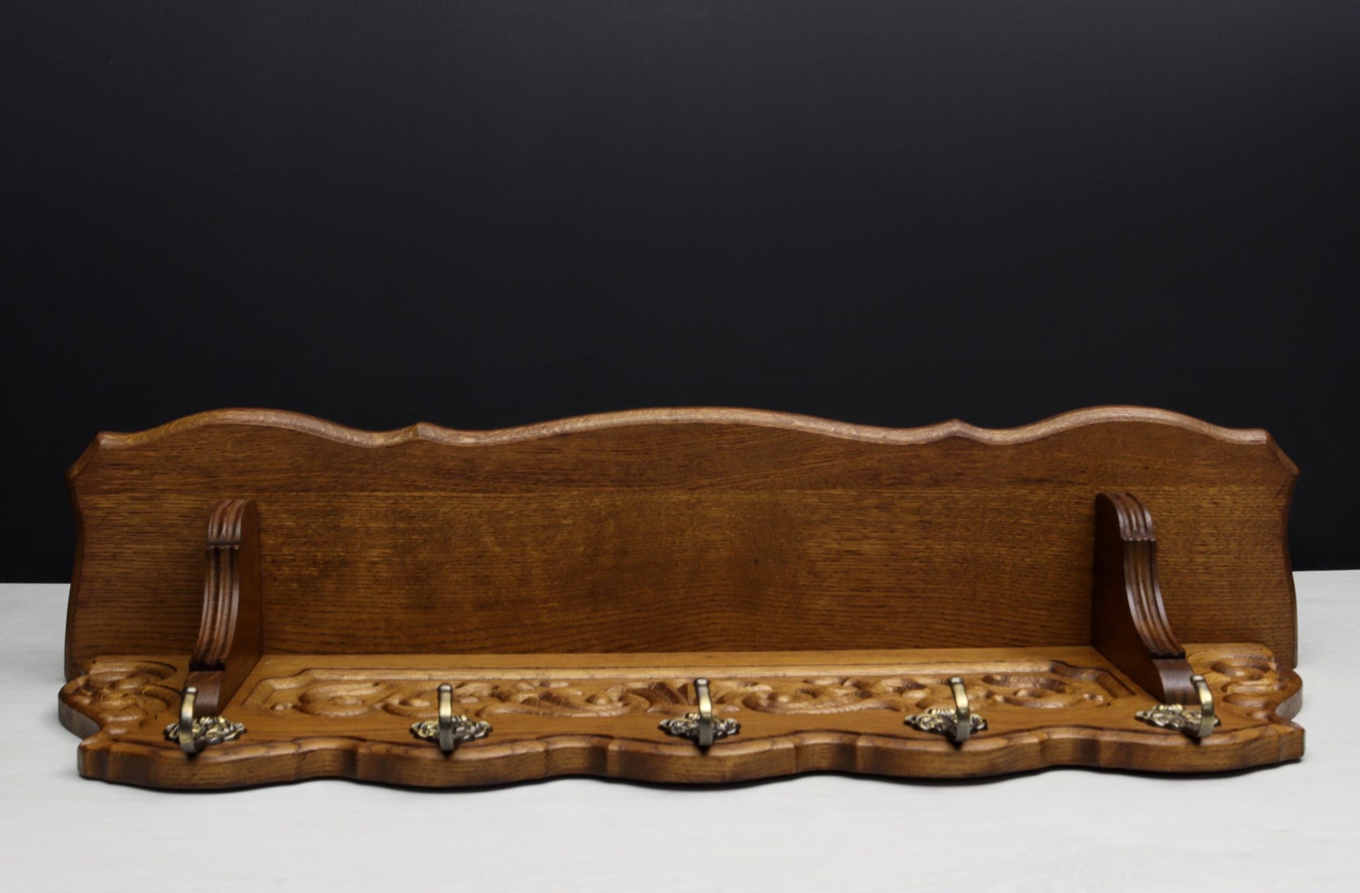 Wall Mount Coat Rack With Shelf | Entryway Coat Rack-Vintage Home Decor | Vintage Wood Coat Rack