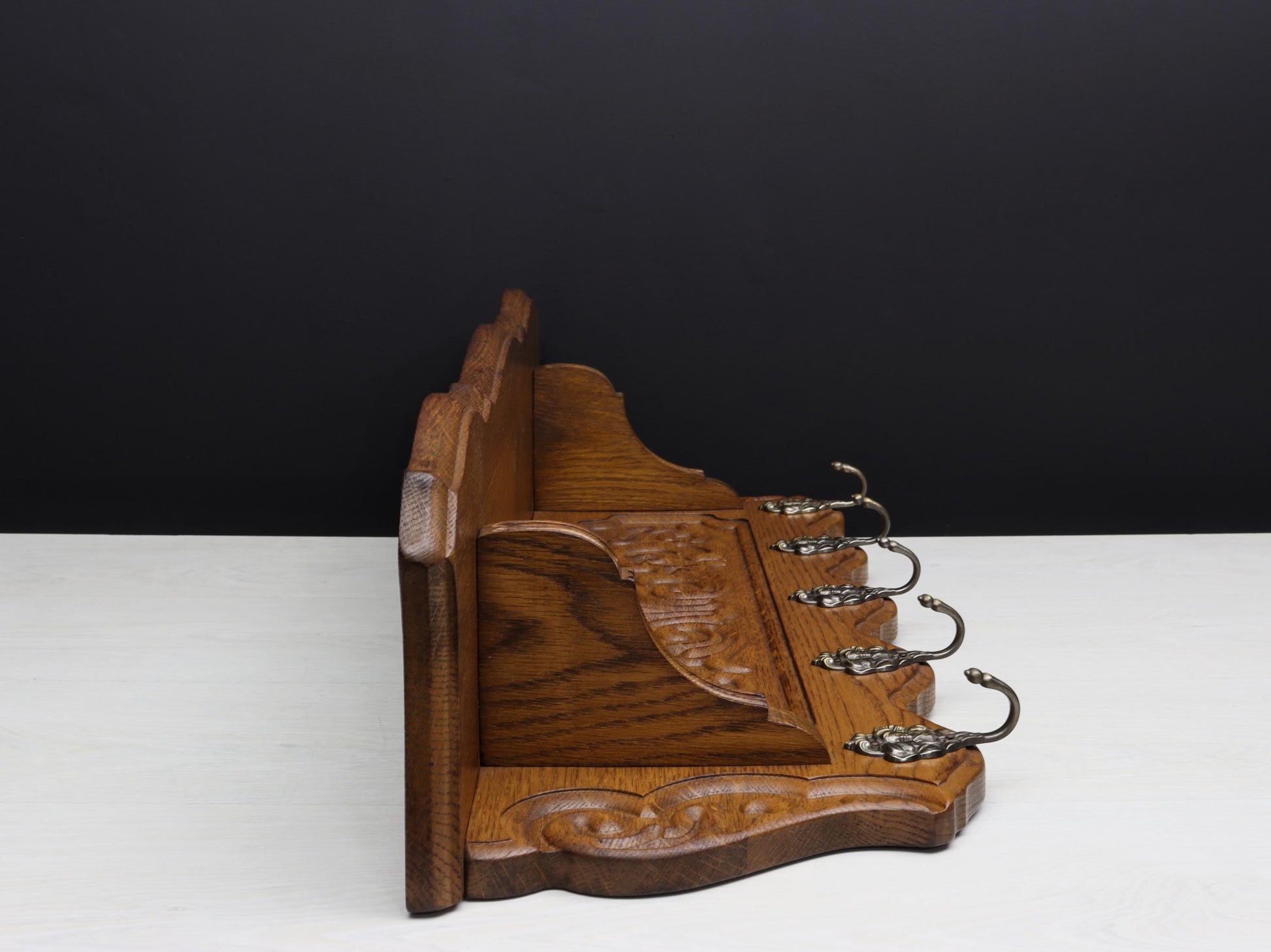 Wall Mount Coat Rack With Shelf | Entryway Coat Rack-Vintage Home Decor | Vintage Wood Coat Rack