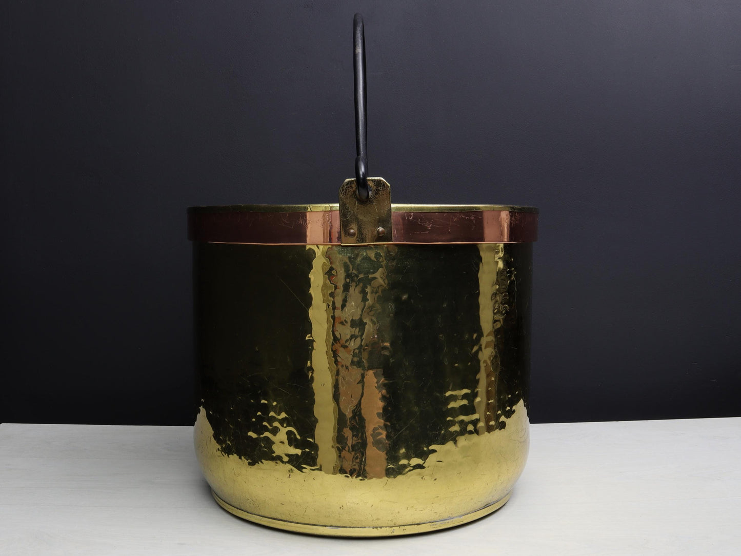 Vintage Brass Kettle-Firewood Holder | Copper Cauldron-Farmhouse Decor | Vintage Home Decor