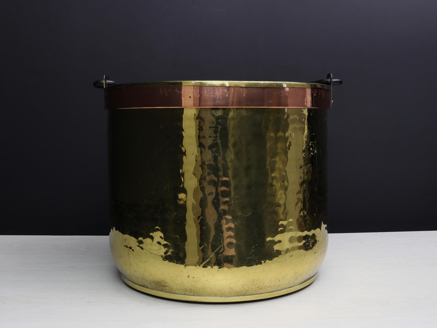 Vintage Brass Kettle-Firewood Holder | Copper Cauldron-Farmhouse Decor | Vintage Home Decor