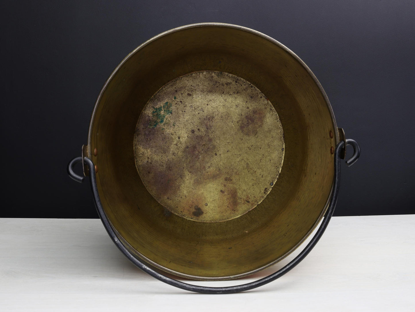 Vintage Brass Kettle-Firewood Holder | Copper Cauldron-Farmhouse Decor | Vintage Home Decor