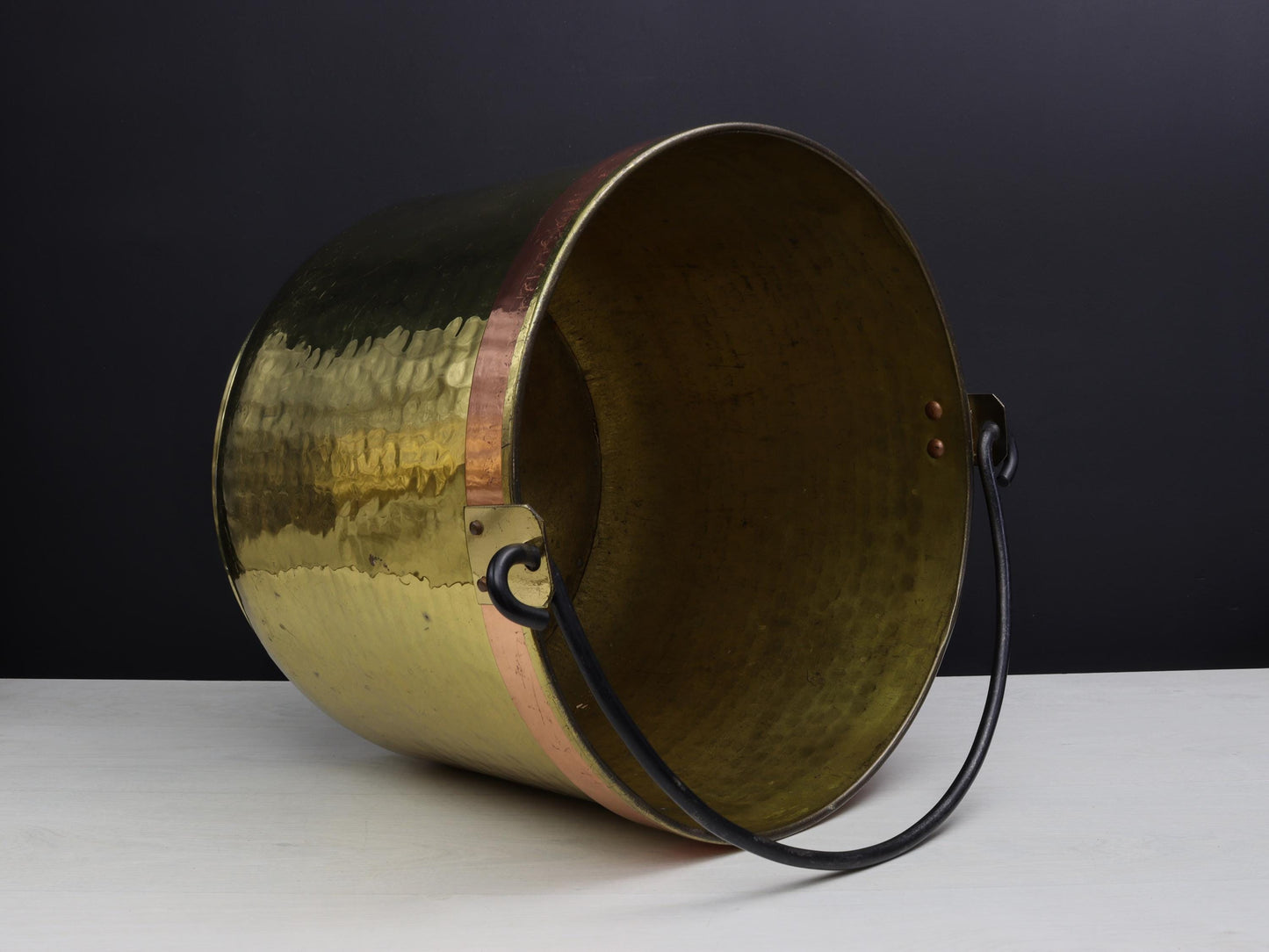 Vintage Brass Kettle-Firewood Holder | Copper Cauldron-Farmhouse Decor | Vintage Home Decor