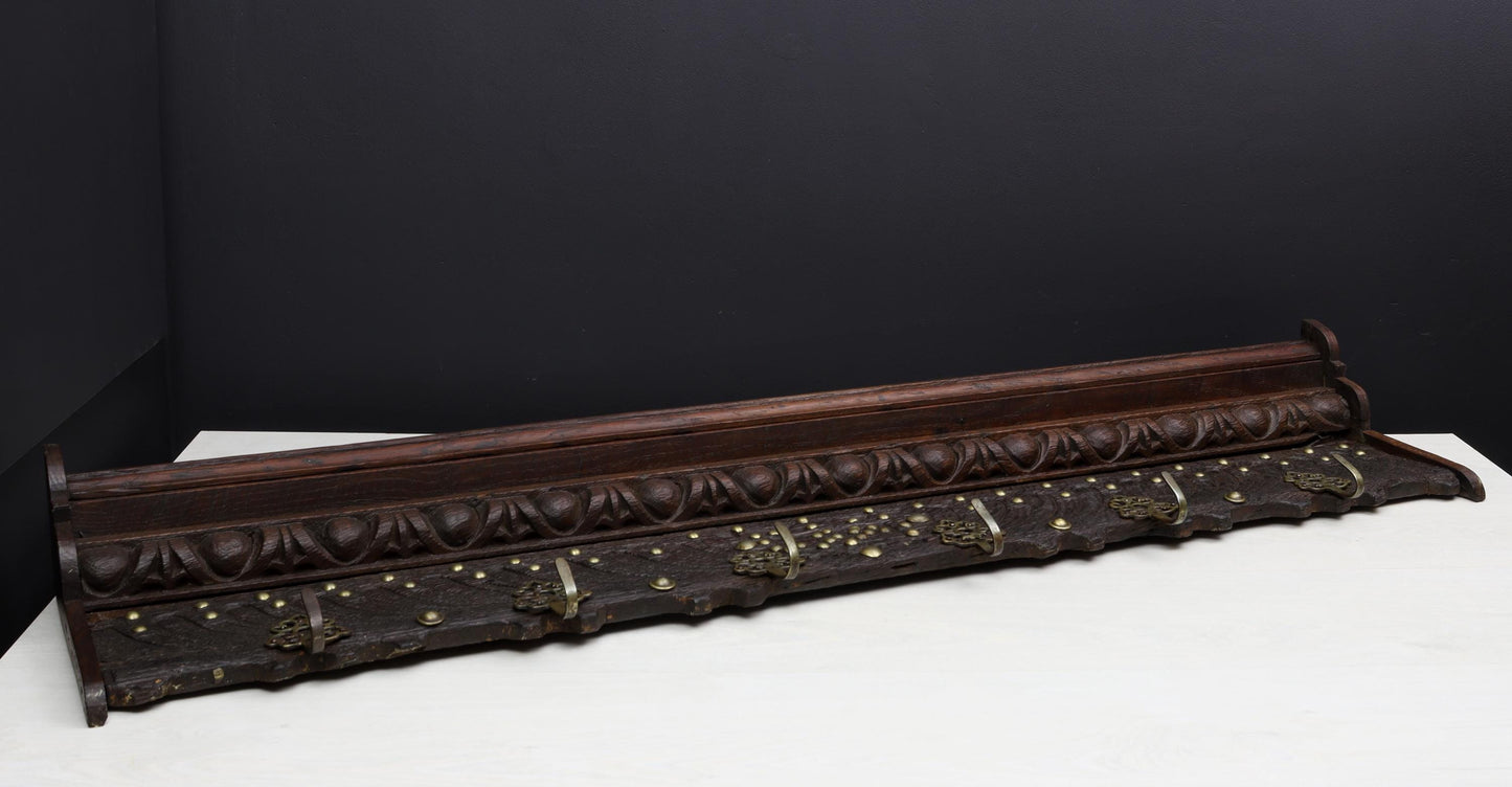 Antique Wall Mounted Coat Rack | Entryway Coat Rack with shelf | Vintage Home Decor