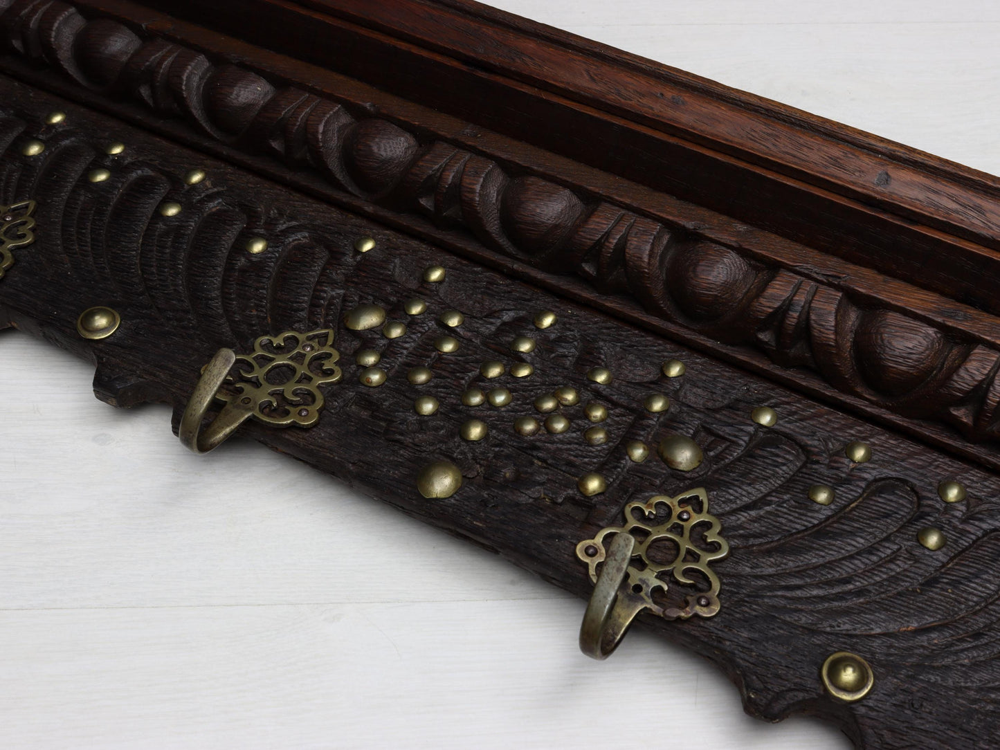 Antique Wall Mounted Coat Rack | Entryway Coat Rack with shelf | Vintage Home Decor