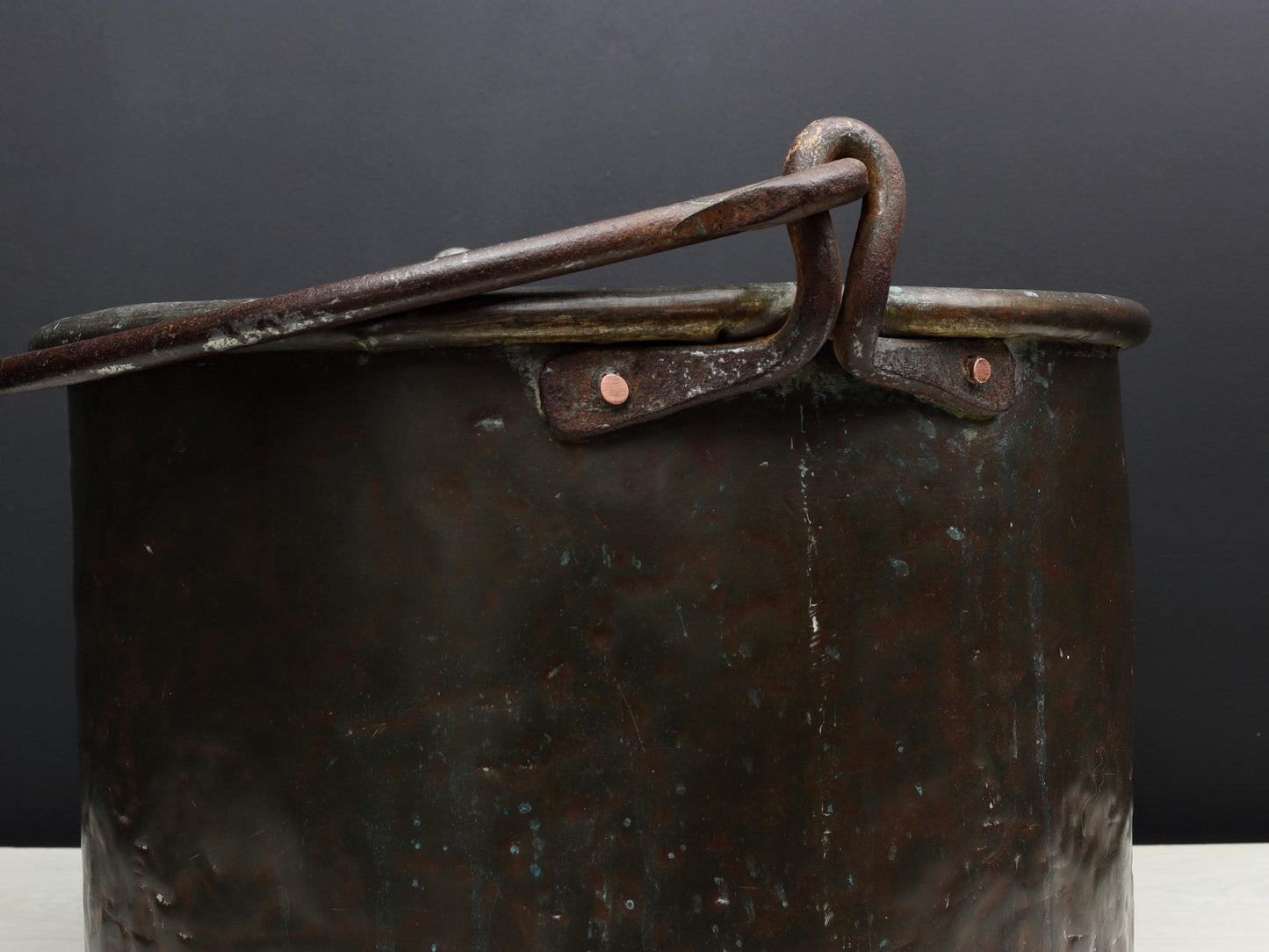 Antique Kettle-Copper Cauldron | Firewood Holder / Log Holder- Fireplace Decor