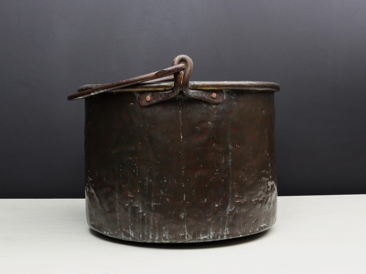Antique Kettle-Copper Cauldron | Firewood Holder / Log Holder- Fireplace Decor