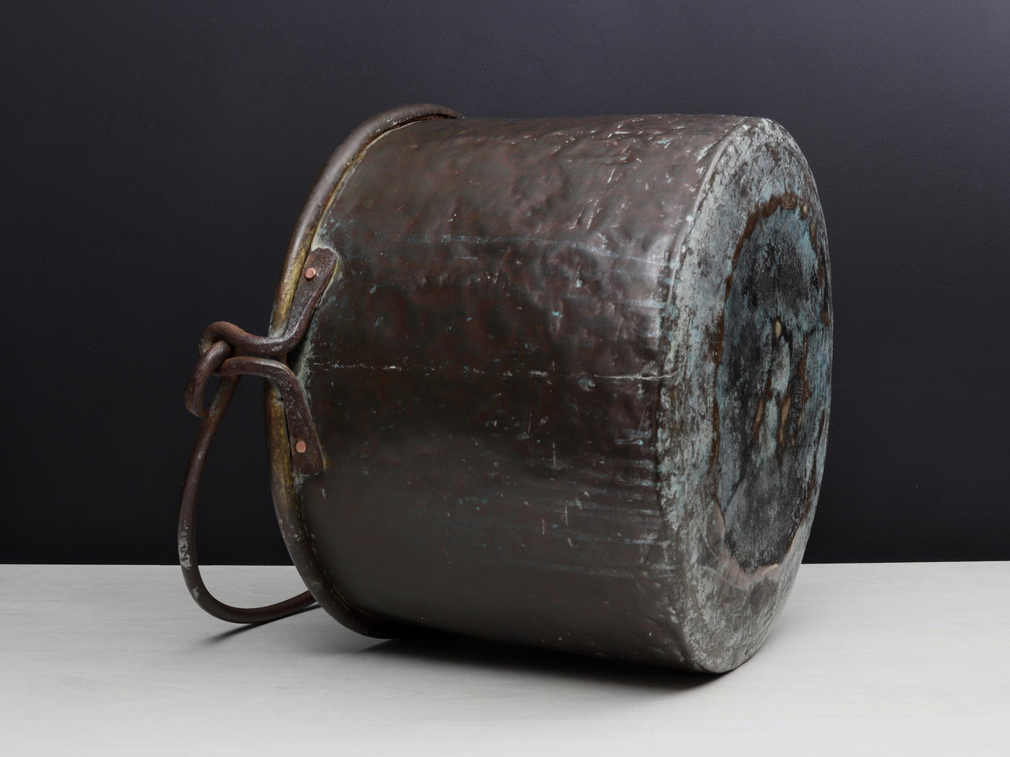 Antique Kettle-Copper Cauldron | Firewood Holder / Log Holder- Fireplace Decor