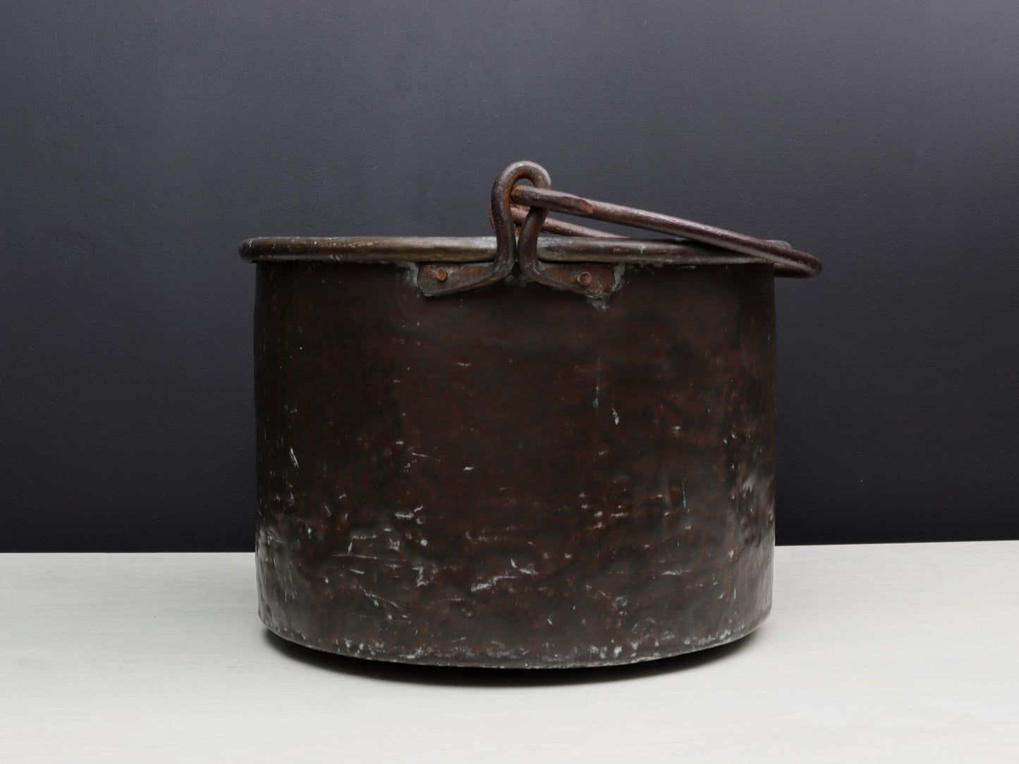 Antique Kettle-Copper Cauldron | Firewood Holder / Log Holder- Fireplace Decor
