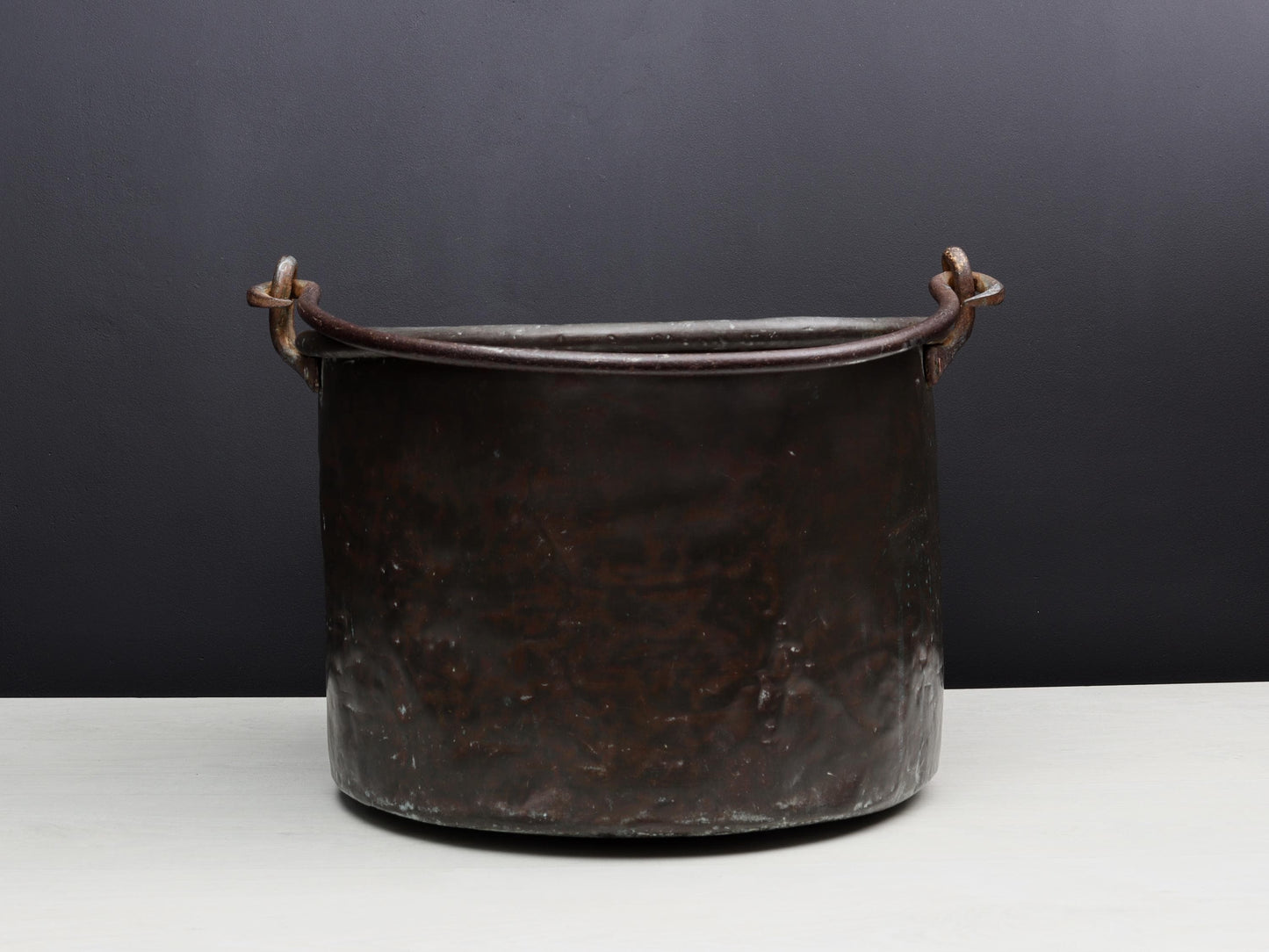 Antique Kettle-Copper Cauldron | Firewood Holder / Log Holder- Fireplace Decor