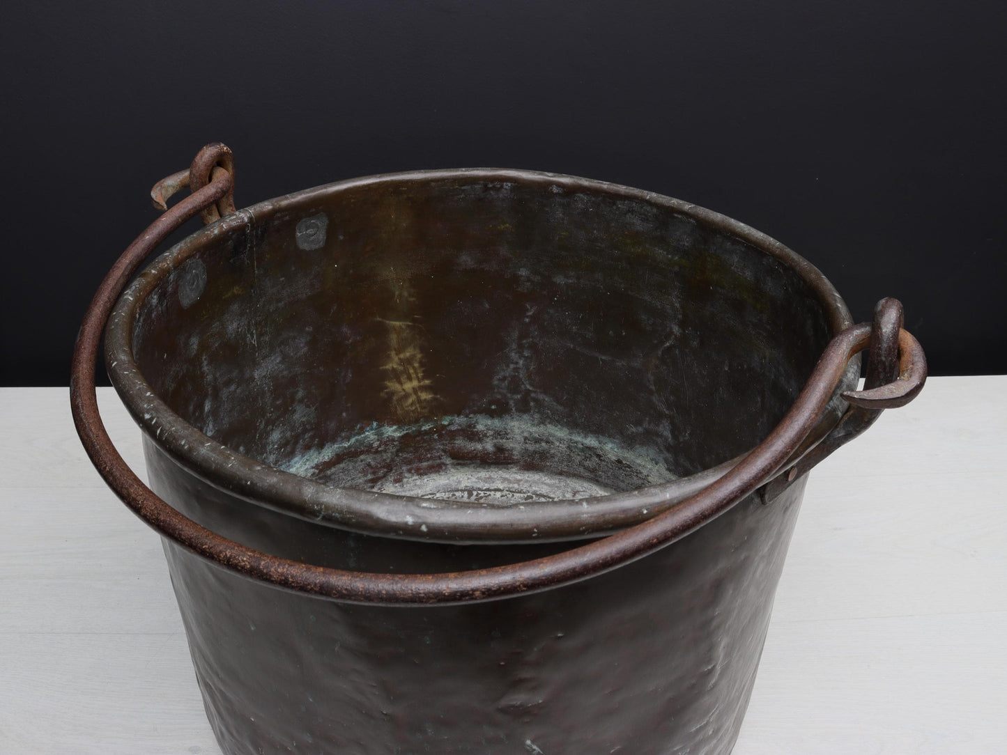 Antique Kettle-Copper Cauldron | Firewood Holder / Log Holder- Fireplace Decor