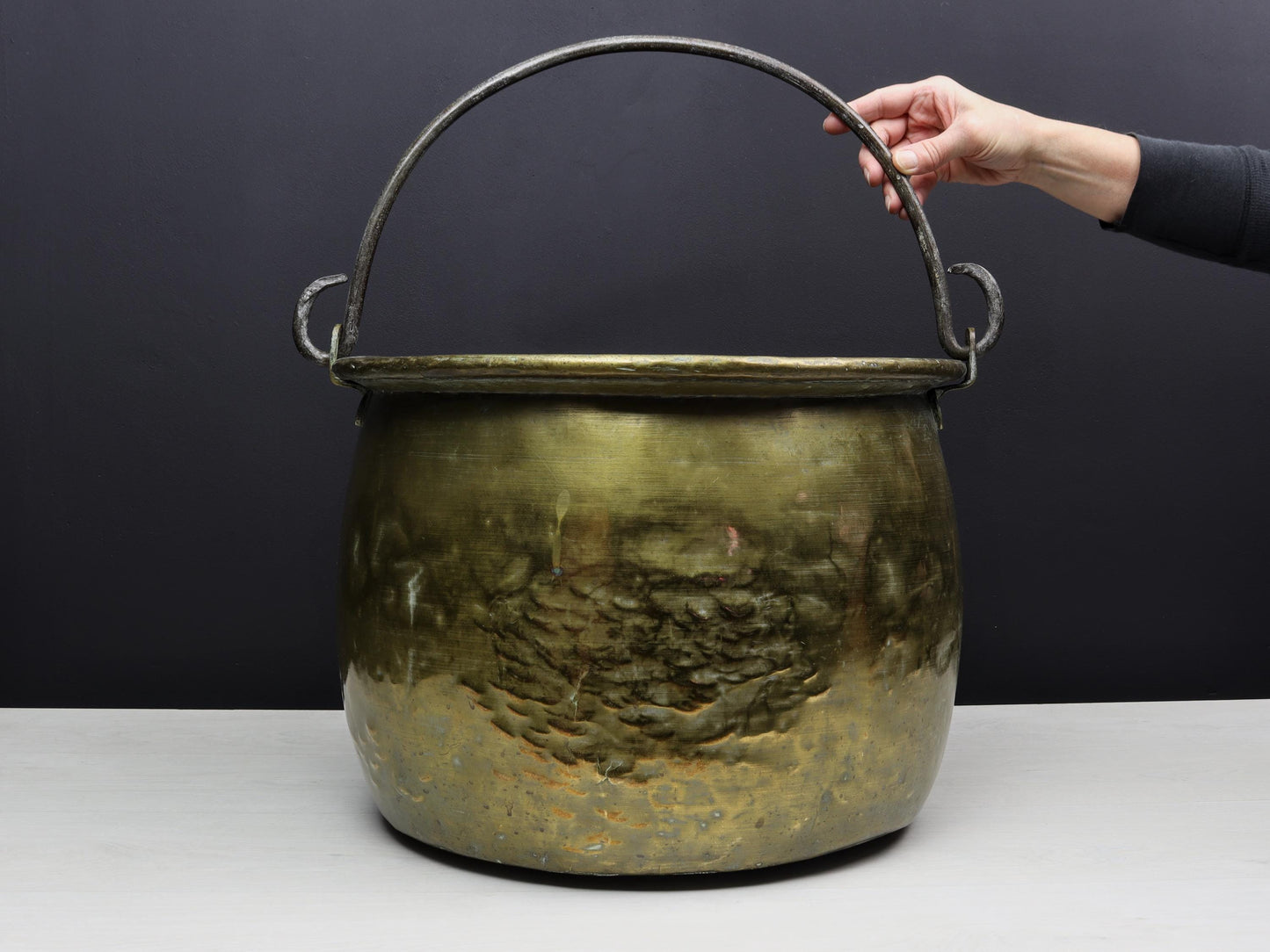 Brass Cauldron-Firewood Holder |Antique Kettle- Log Holder | Brass Kettle-Fireplace Decor | Firewood Holder-Vintage Home Decor