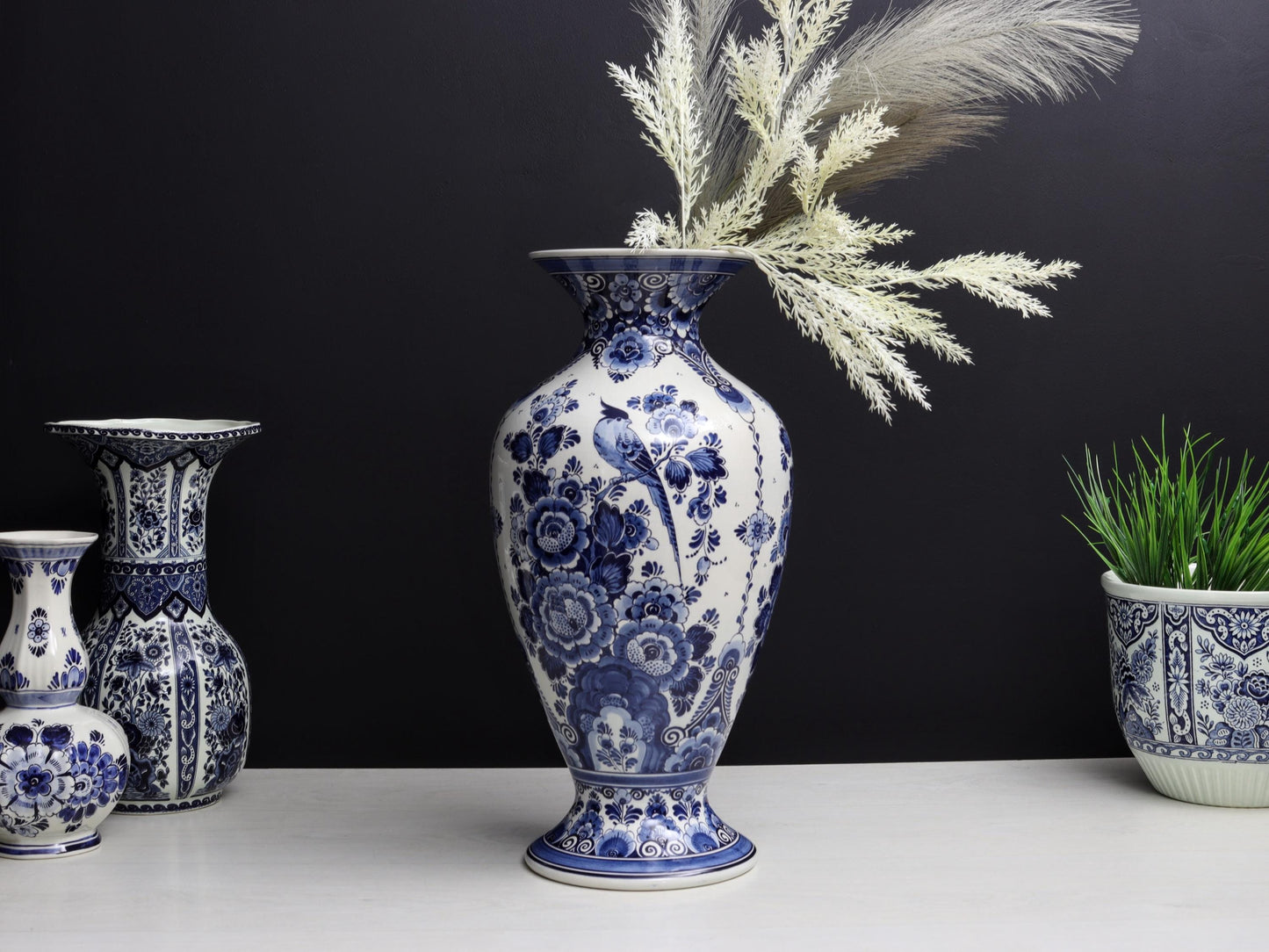 Delft Pottery Blue and White Vase | Umbrella Holder-Entryway Decor | Large Vase-Vintage Home Decor