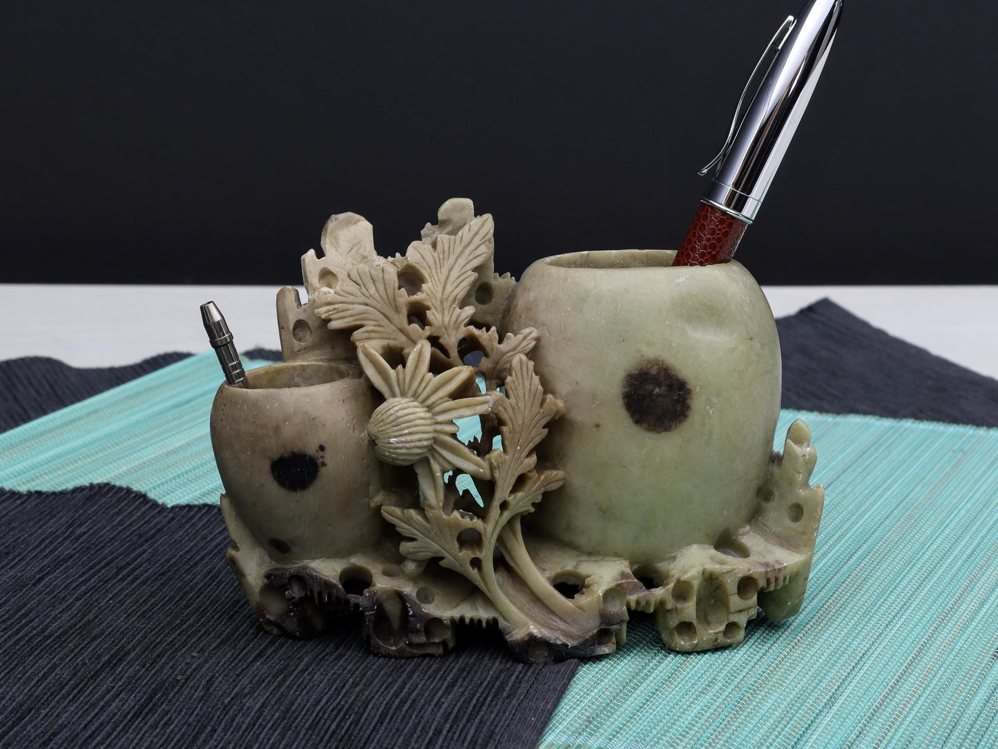 Antique Chinese -Carved Soapstone | Unique Gift Ideas-Wedding Gifts | Vintage Home Decor