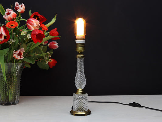 French Antique Table Lamp | Unique Crystal Lamp- Vintage Home Decor