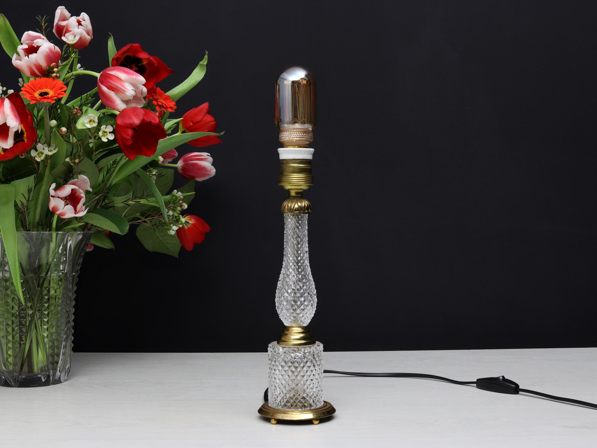 French Antique Table Lamp | Unique Crystal Lamp- Vintage Home Decor