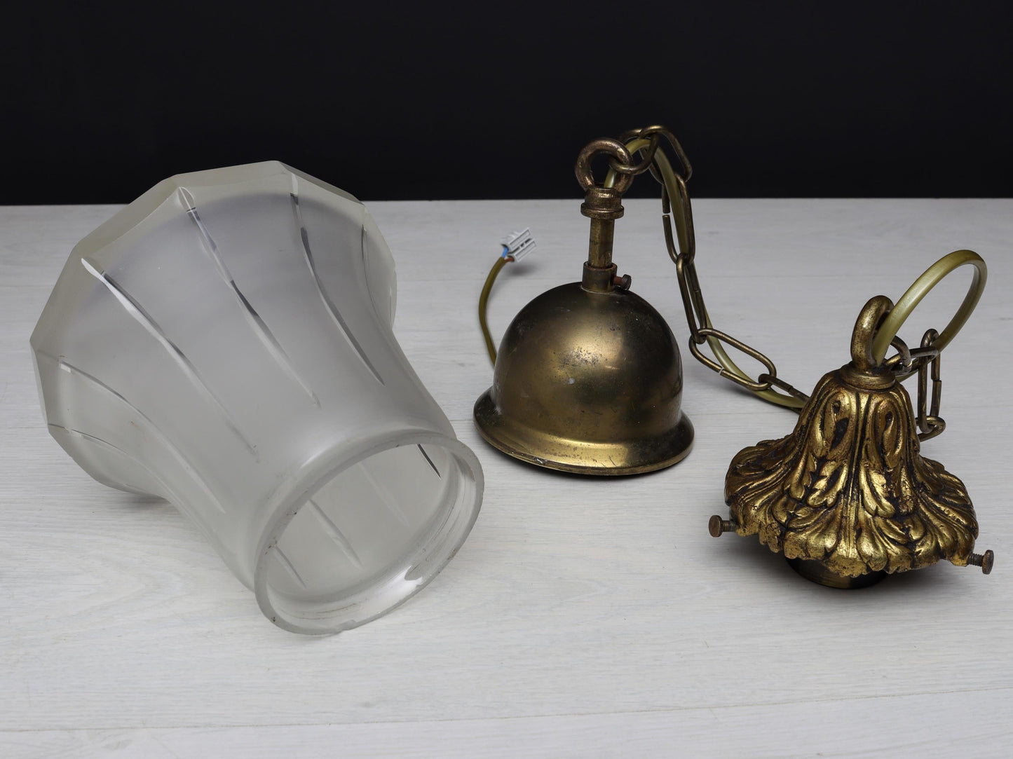 Antique glass Pendant Light| Entryway Lighting Fixture| Brass Pendant Light- Vintage Home Decor