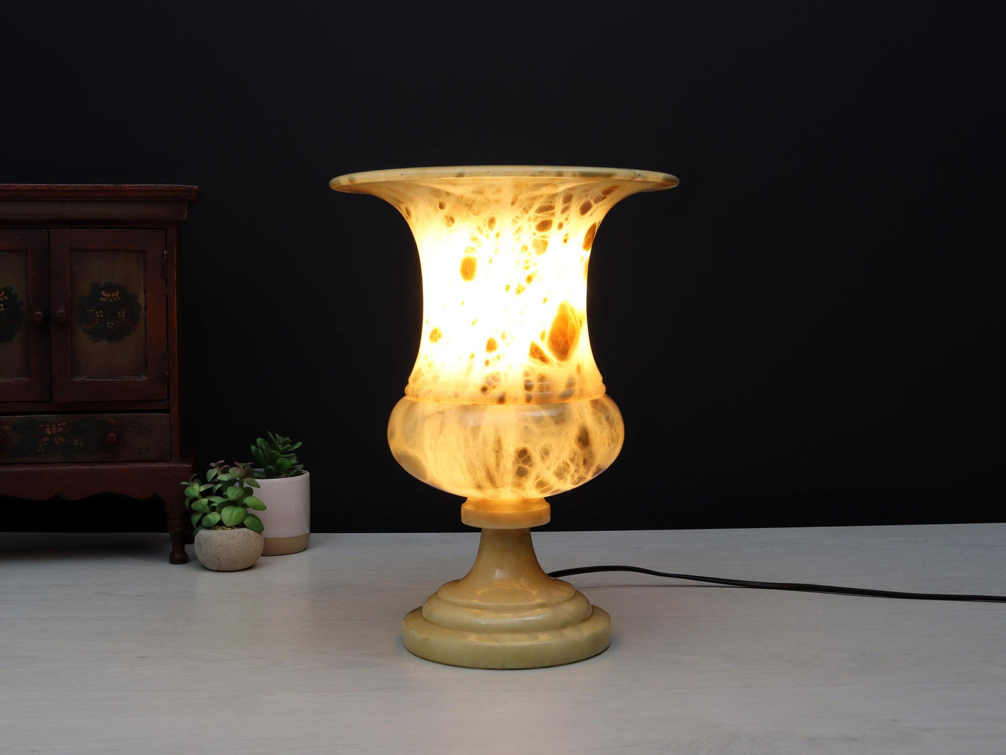Alabaster Lamp-Unique Vintage Table Lamp | Bedside Accent Lamp | Vintage Home Decor