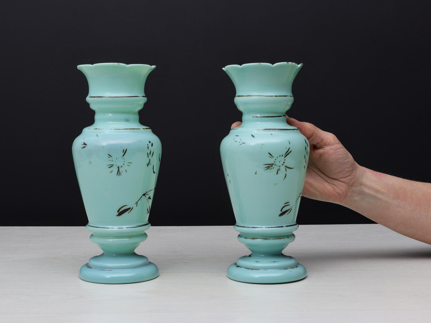 Antique Opaline Vases | Decorative Vase-Vintage Home Decorative | Antique Glass Vases