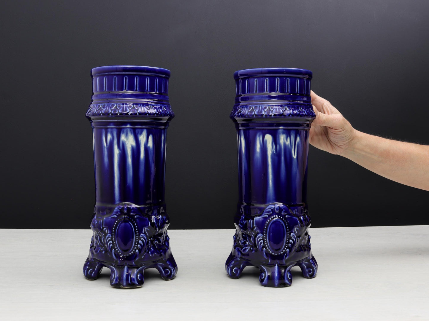 French Antique Cobalt Blue Vases | Unique Gift Ideas -Antique Vases | Vintage Home Decor-Decorative Vases