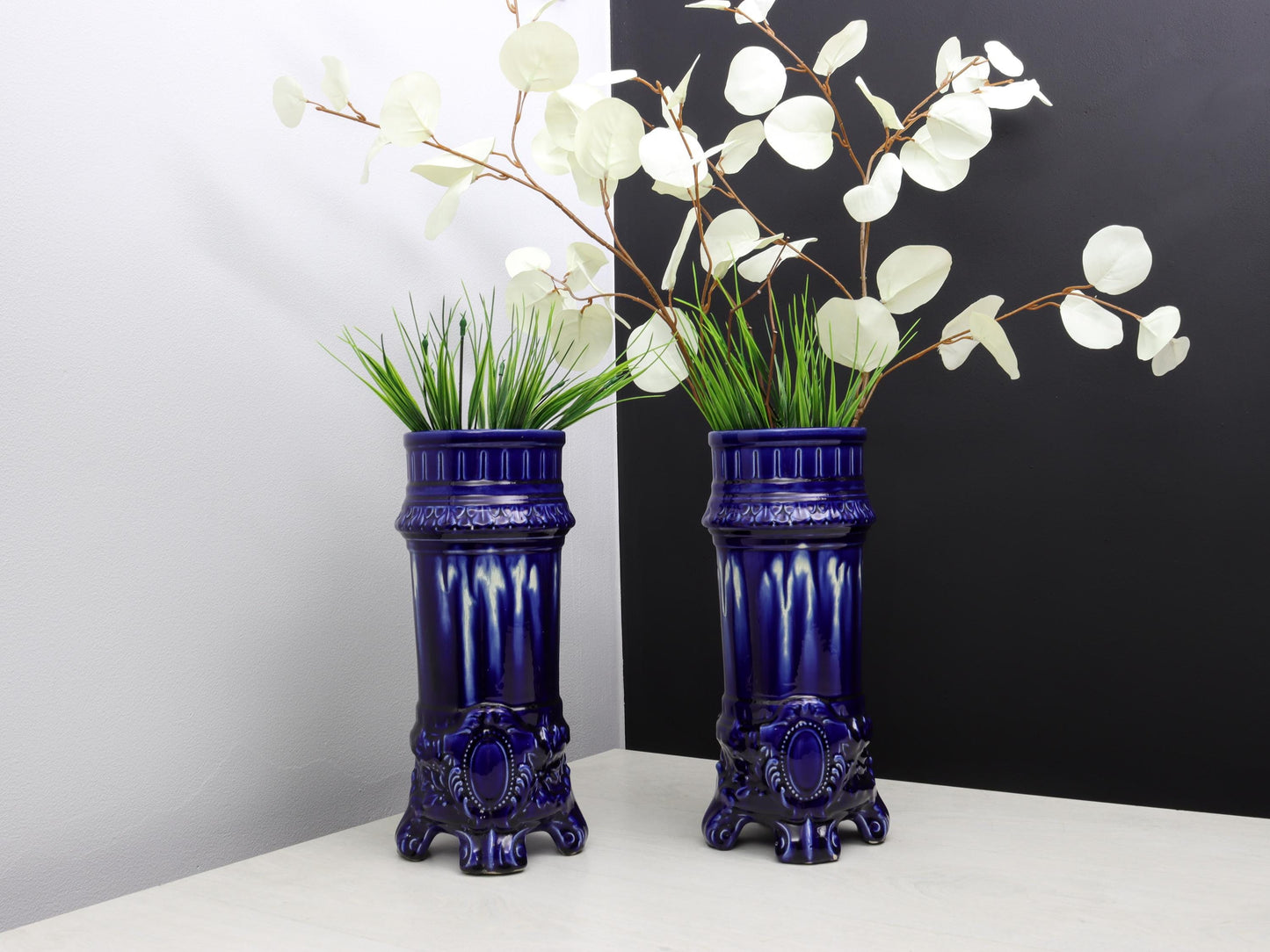 French Antique Cobalt Blue Vases | Unique Gift Ideas -Antique Vases | Vintage Home Decor-Decorative Vases