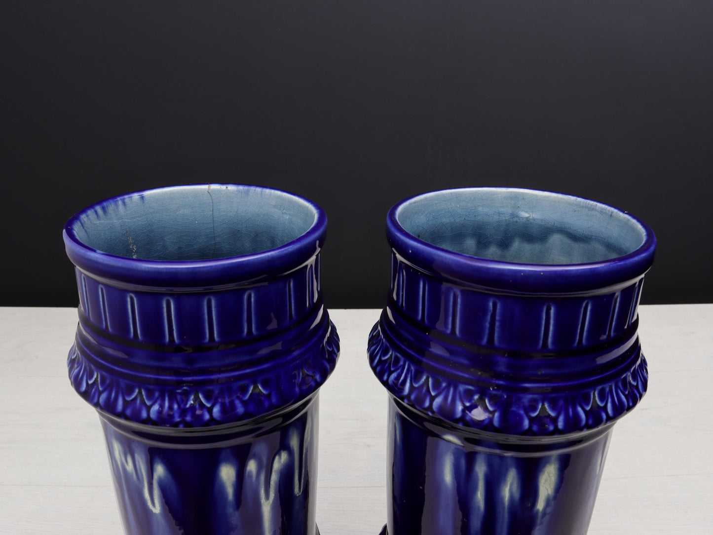 French Antique Cobalt Blue Vases | Unique Gift Ideas -Antique Vases | Vintage Home Decor-Decorative Vases