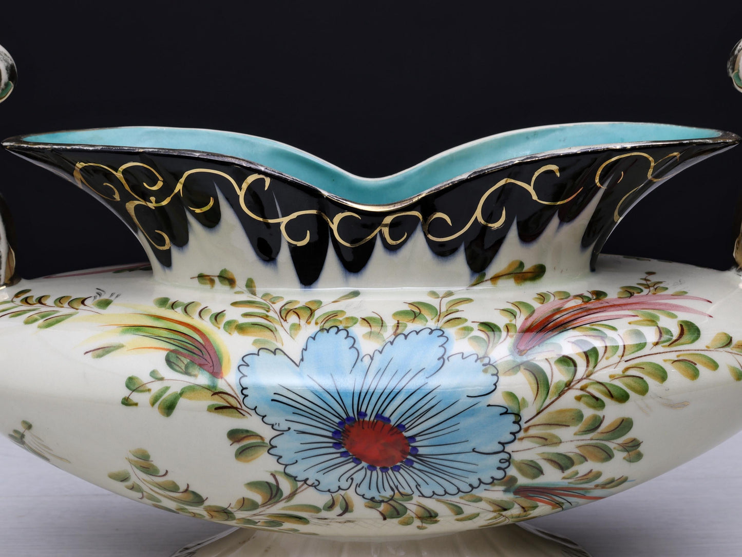 H.Bequet Jardiniere & Porcelain Vase | Center Piece Vase-Vintage Home Decor | Decorative Vase-Unique Gift Ideas