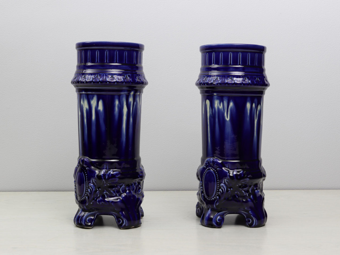 French Antique Cobalt Blue Vases | Unique Gift Ideas -Antique Vases | Vintage Home Decor-Decorative Vases