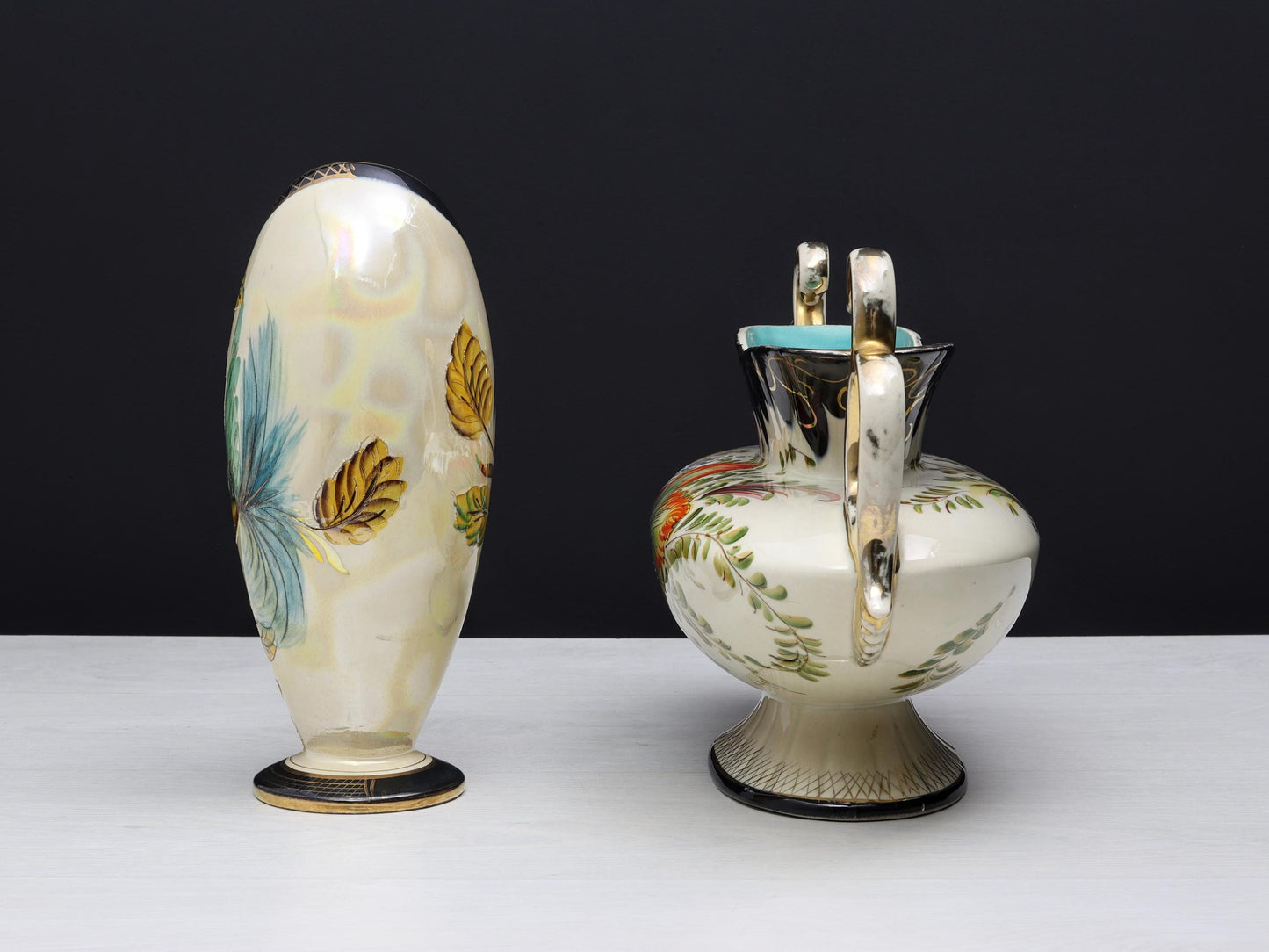 H.Bequet Jardiniere & Porcelain Vase | Center Piece Vase-Vintage Home Decor | Decorative Vase-Unique Gift Ideas