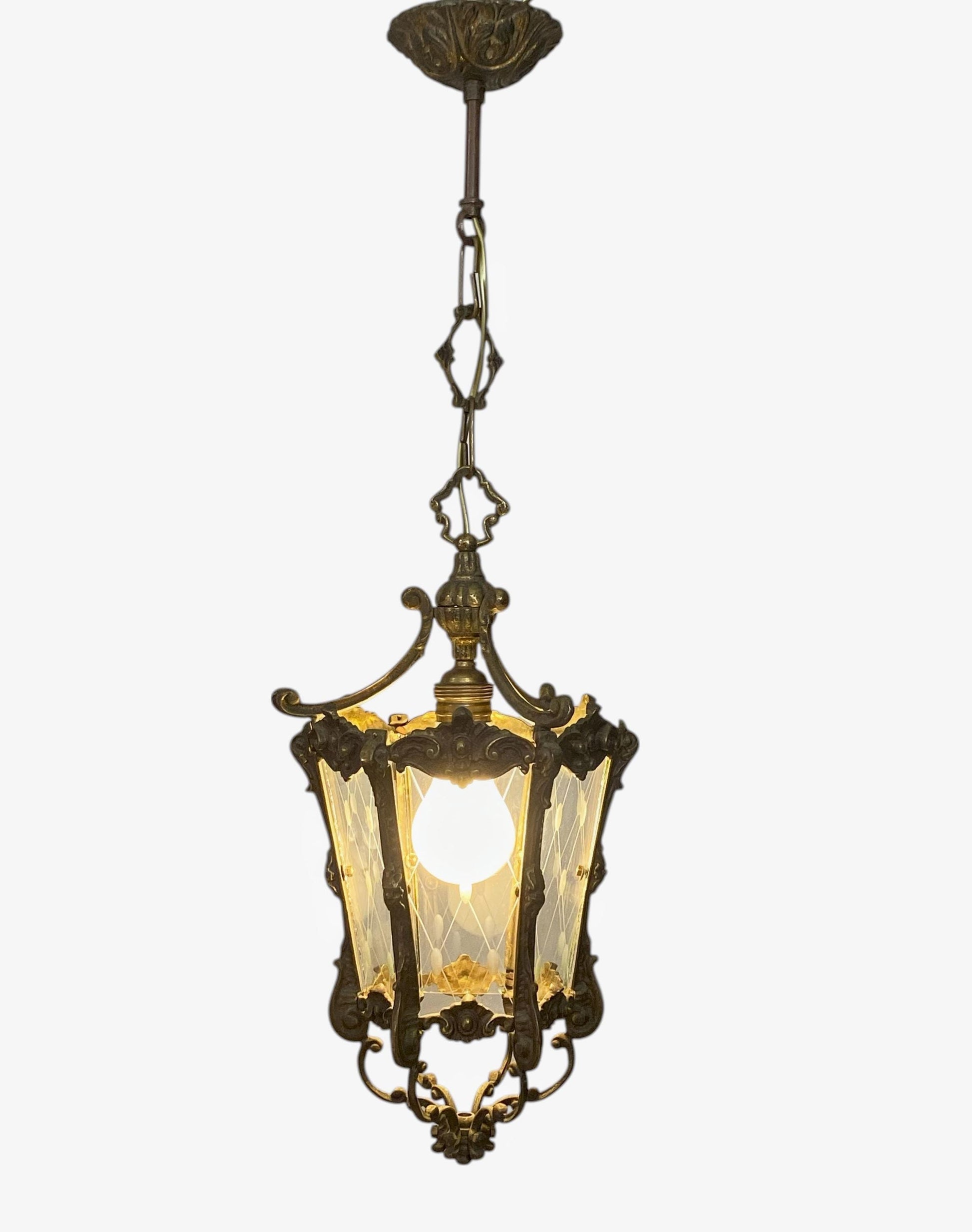 Antique Lighting-Brass Pendant Light | Entryway Lighting-Vintage Home Decor | Glass Pendant Lighting-Hanging Light | Unique Gift Ideas