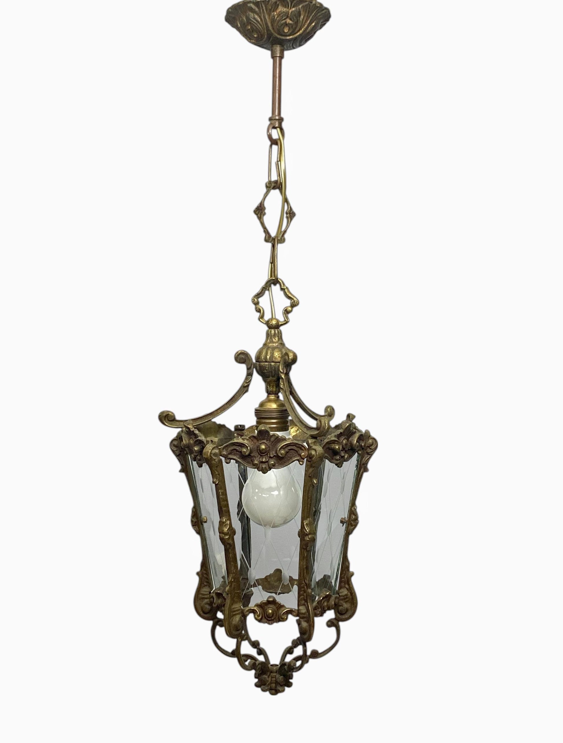 Antique Lighting-Brass Pendant Light | Entryway Lighting-Vintage Home Decor | Glass Pendant Lighting-Hanging Light | Unique Gift Ideas