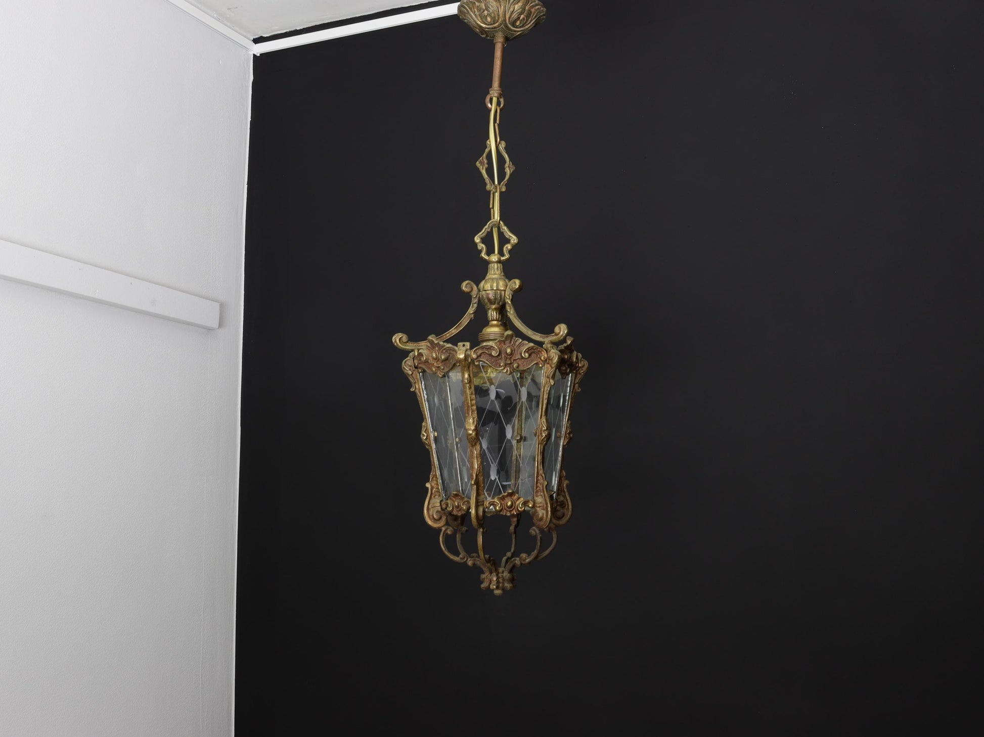 Antique Lighting-Brass Pendant Light | Entryway Lighting-Vintage Home Decor | Glass Pendant Lighting-Hanging Light | Unique Gift Ideas