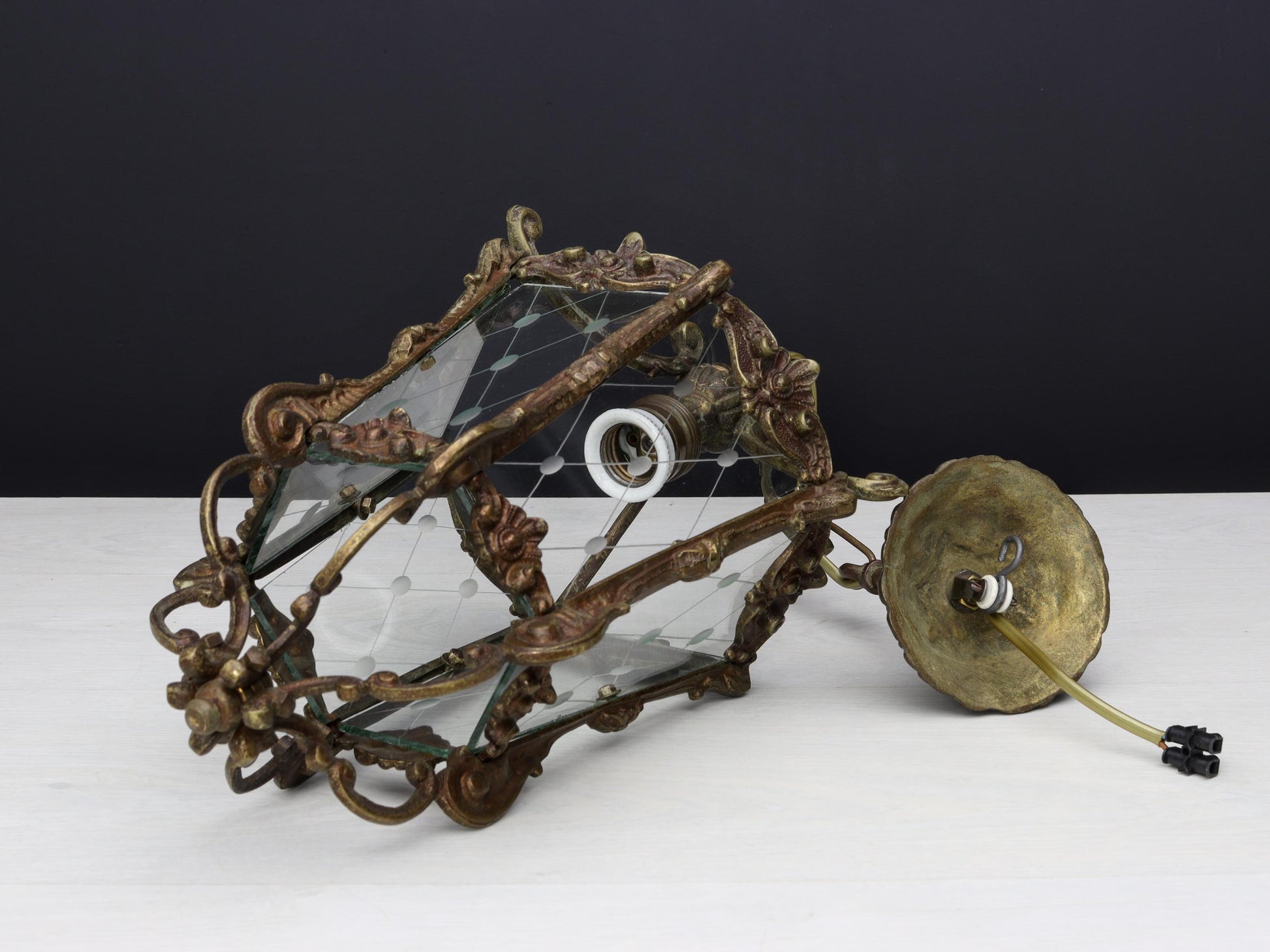 Antique Lighting-Brass Pendant Light | Entryway Lighting-Vintage Home Decor | Glass Pendant Lighting-Hanging Light | Unique Gift Ideas